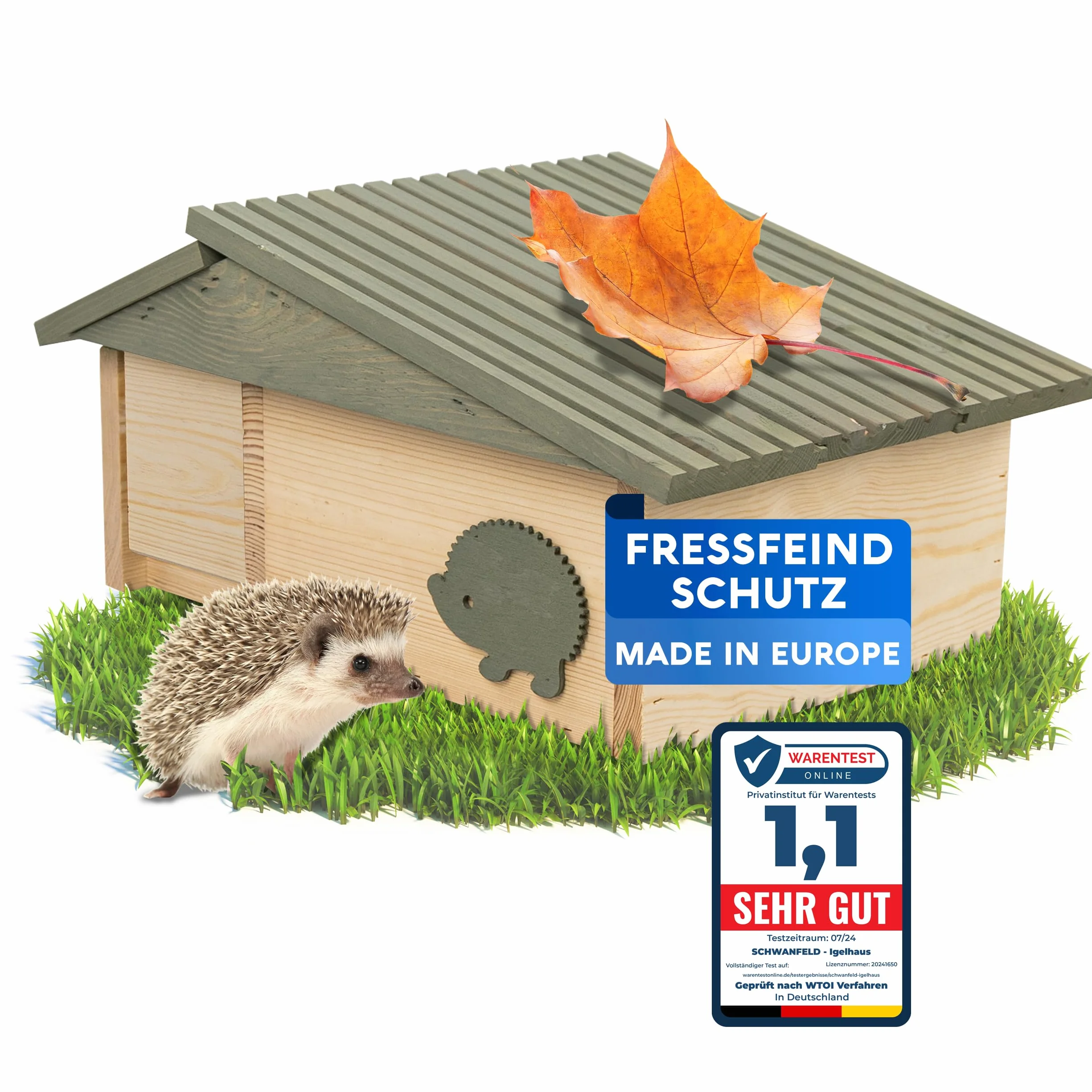 SCHWANFELD® Maison pour hérisson XXL avec fond et clapet à rat – Mangeoire avec entrée labyrinthe