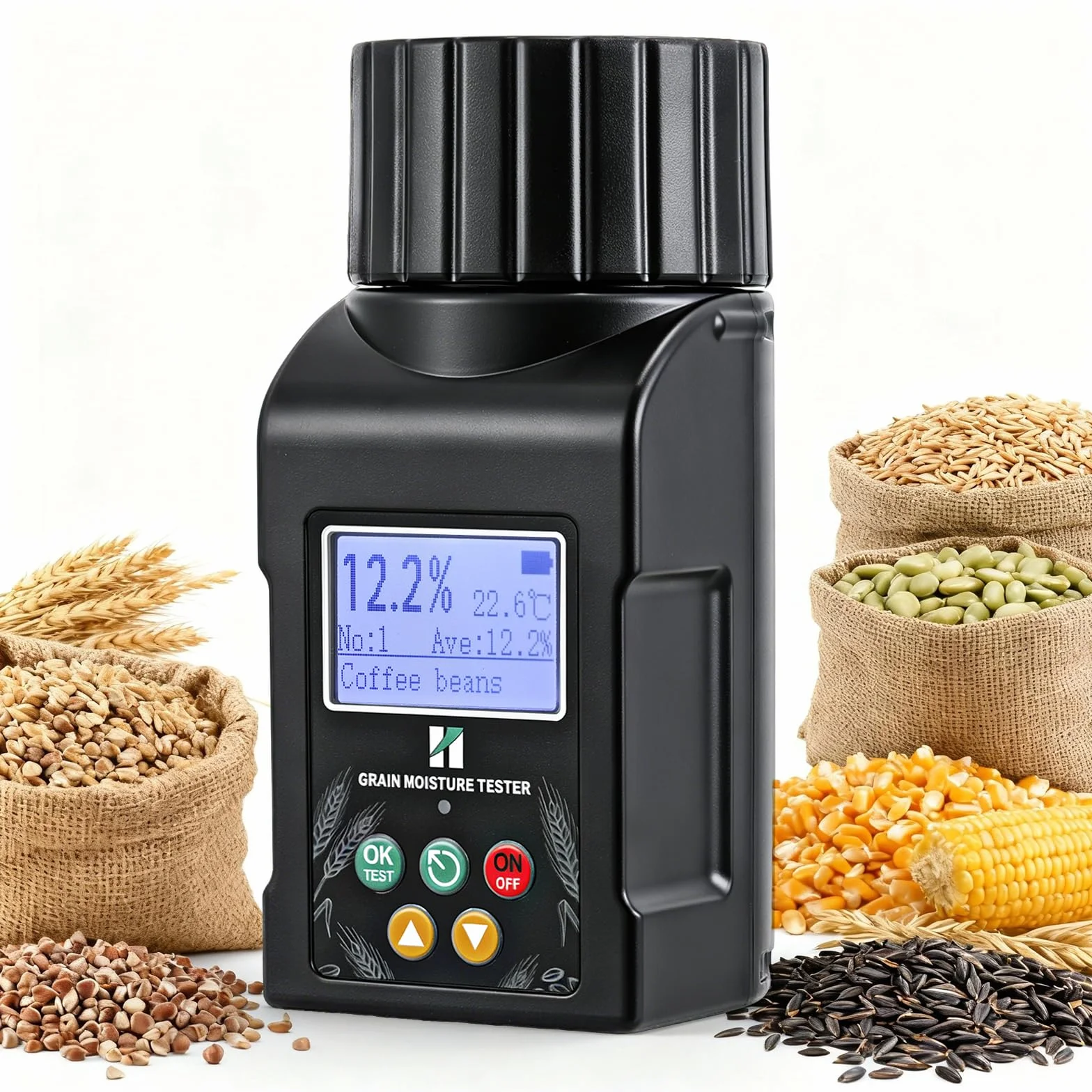 Humidimètre pour céréales Huanyu, testeur d'humidité portable, précision ±0,5%, 40 types, compensation de température