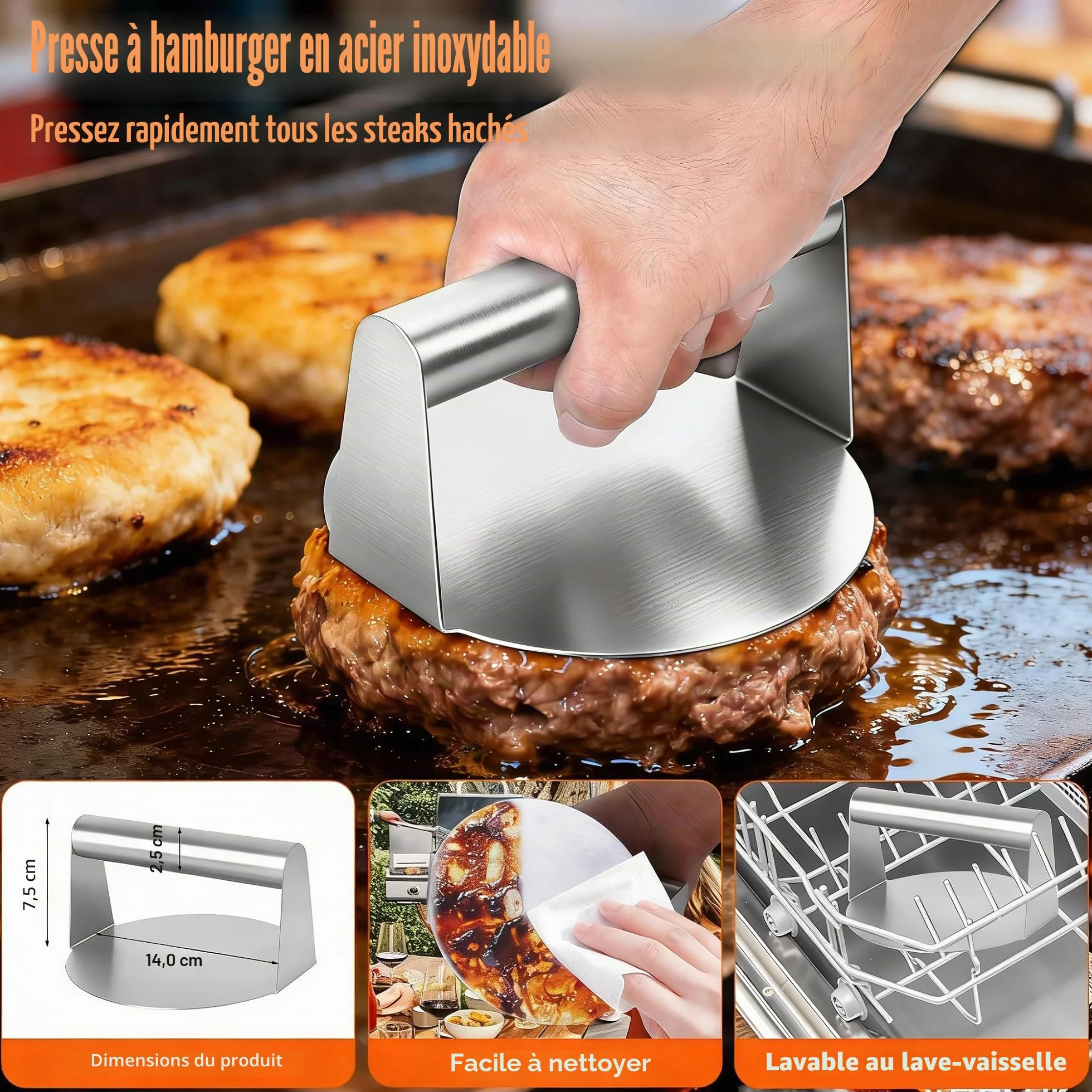 JUAUO Kit 27 Accessoires Plancha Barbecue Acier Inoxydable Inclut Presse à Steak Spatules Sac