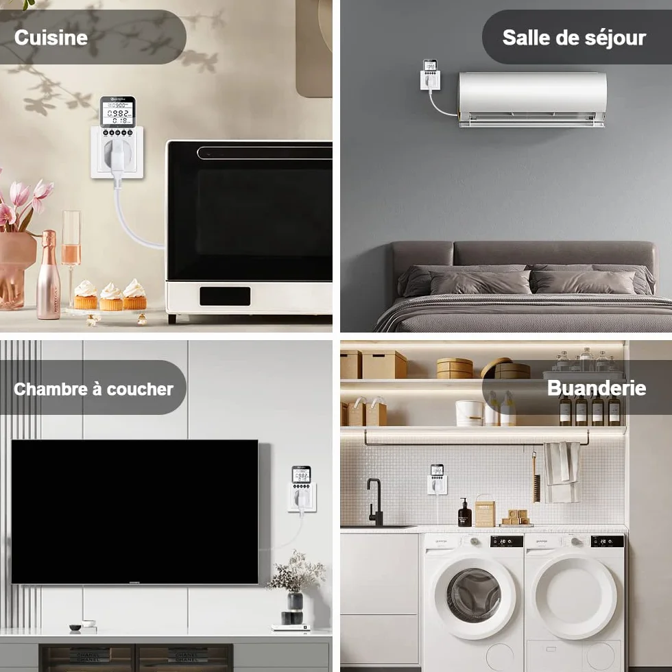 KETOTEK Wattmètre Prise Compteur d'Énergie, Écran LCD Rétroéclairé, Protection Contre Les Surcharges 3680W