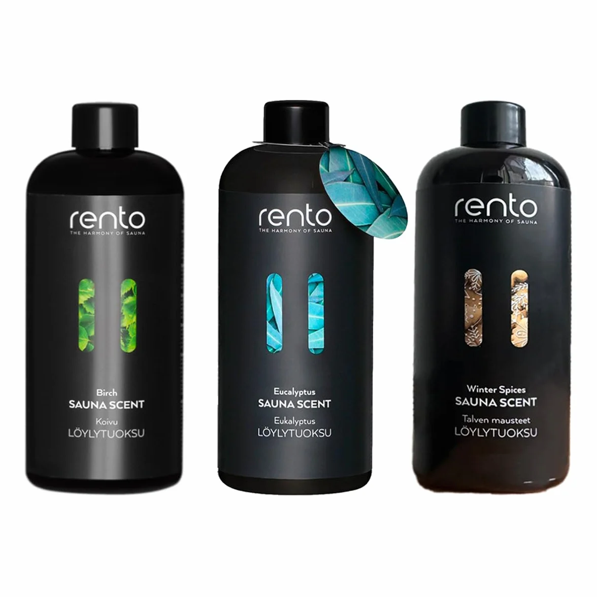 Rento Aromes pour Sauna Eucalyptus, Bouleau et Winter Spices 3x400ml