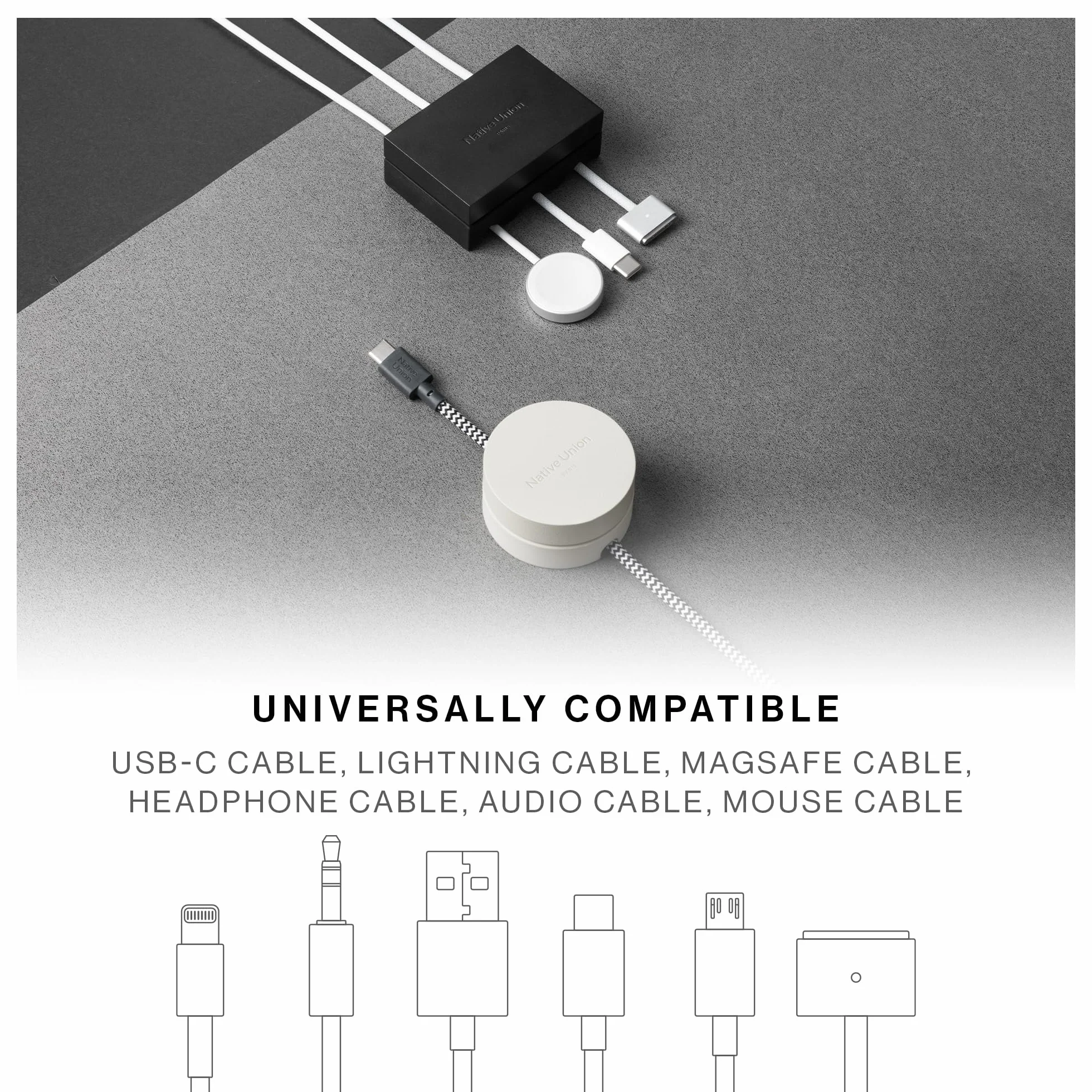 Native Union Weighter Support de câble antidérapant métal silicone pour bureau table de nuit USB-C Lightning