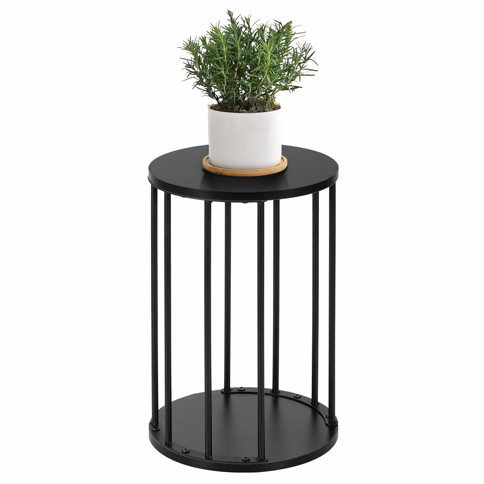 Support rond pour plantes en métal 45 cm Noir pour Jardin Balcon