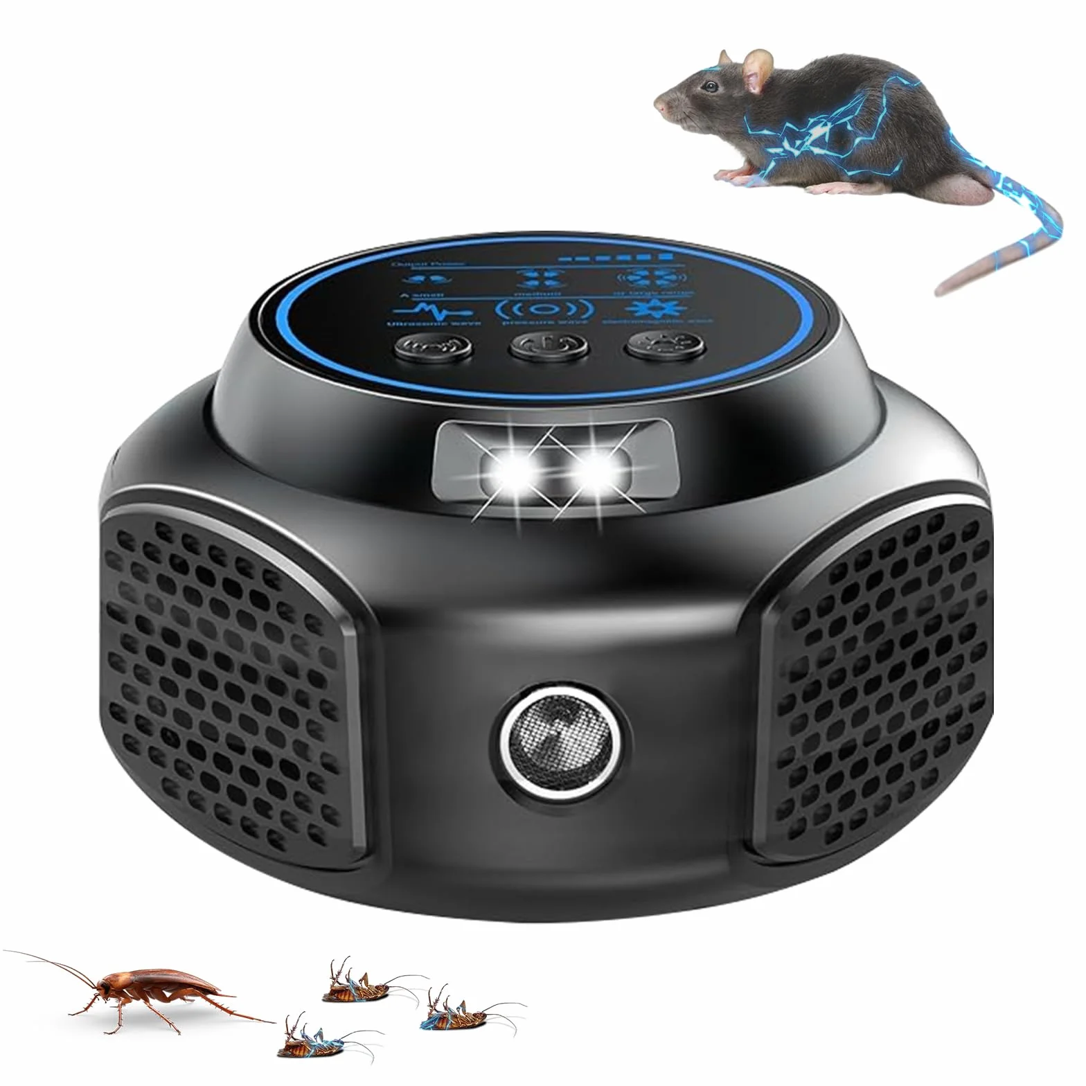 Ultrason Souris et Rats 360° Appareil Ultrason Souris avec Lumière LED Plug in Repulsif Souris Anti Rongeur pour Intérieur Protection et Anti Nuisibles Jardin