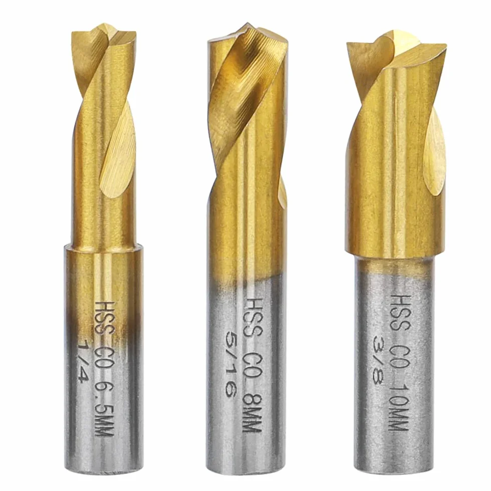 Mesee Lot de 3 Forets à Souder par Point HSS CO Plaquée en Titane 6.5mm/8mm/10mm