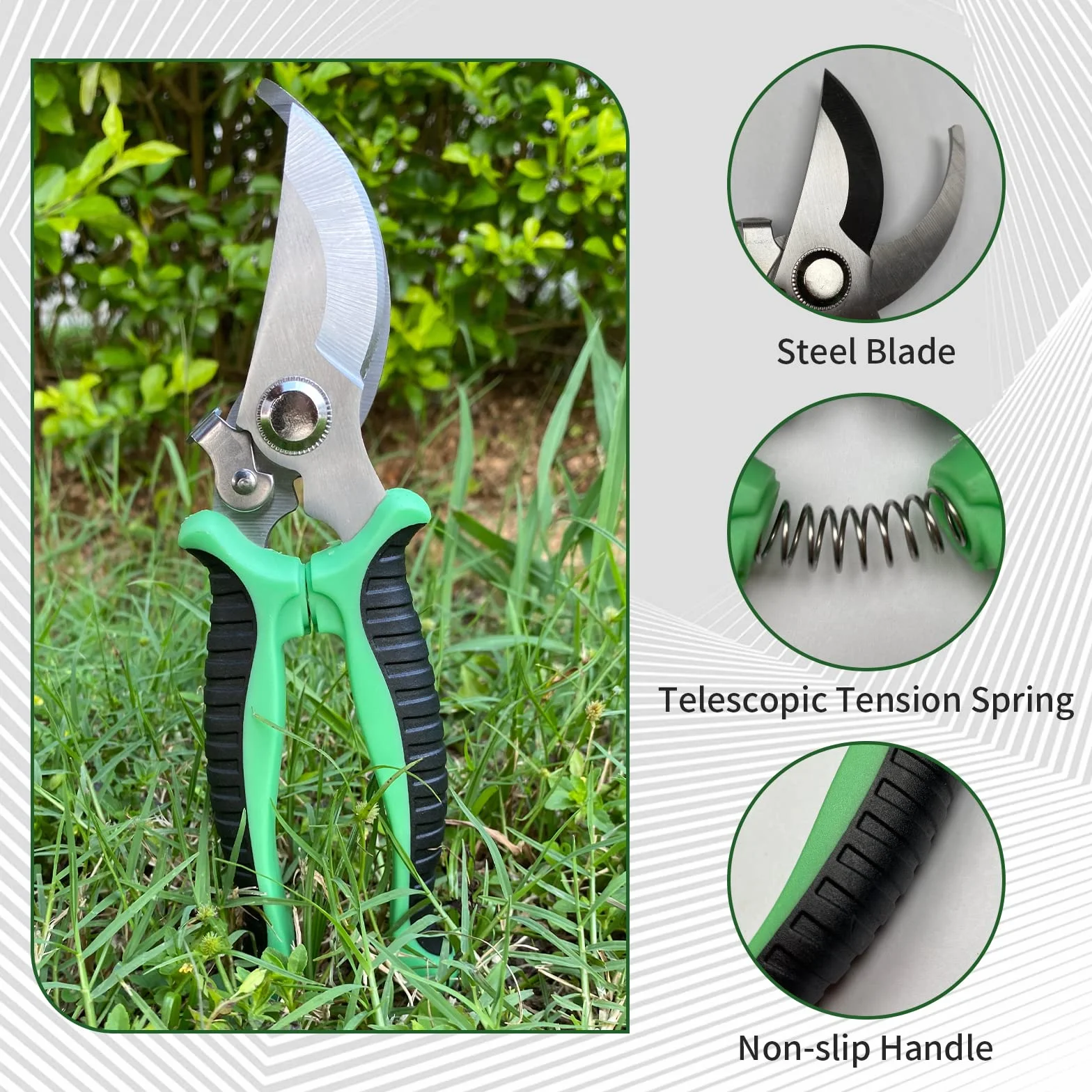 Newaner Ciseaux de jardin antidérapants avec poignée de verrouillage - Peut couper les fleurs et les branches des plantes de jardin - Sécateur de rosier - Réparation du rotin - Sécateur de jardin