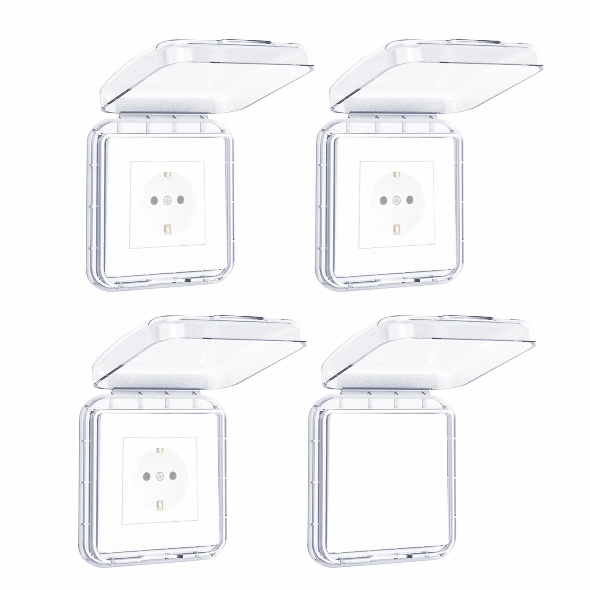 Cache Interrupteur Mural Type 86 Réversible Étanche Ultra-Mince Sans Perçage Transparent 4 Pièces