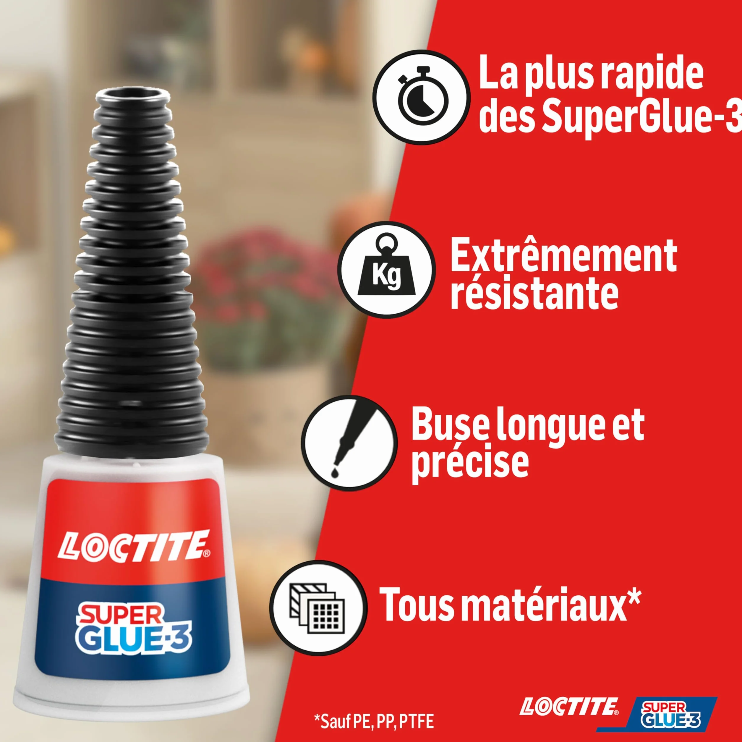 Loctite Super Glue-3 Précision 5 g Colle Forte Liquide Tous Matériaux Transparente Séchage Rapide