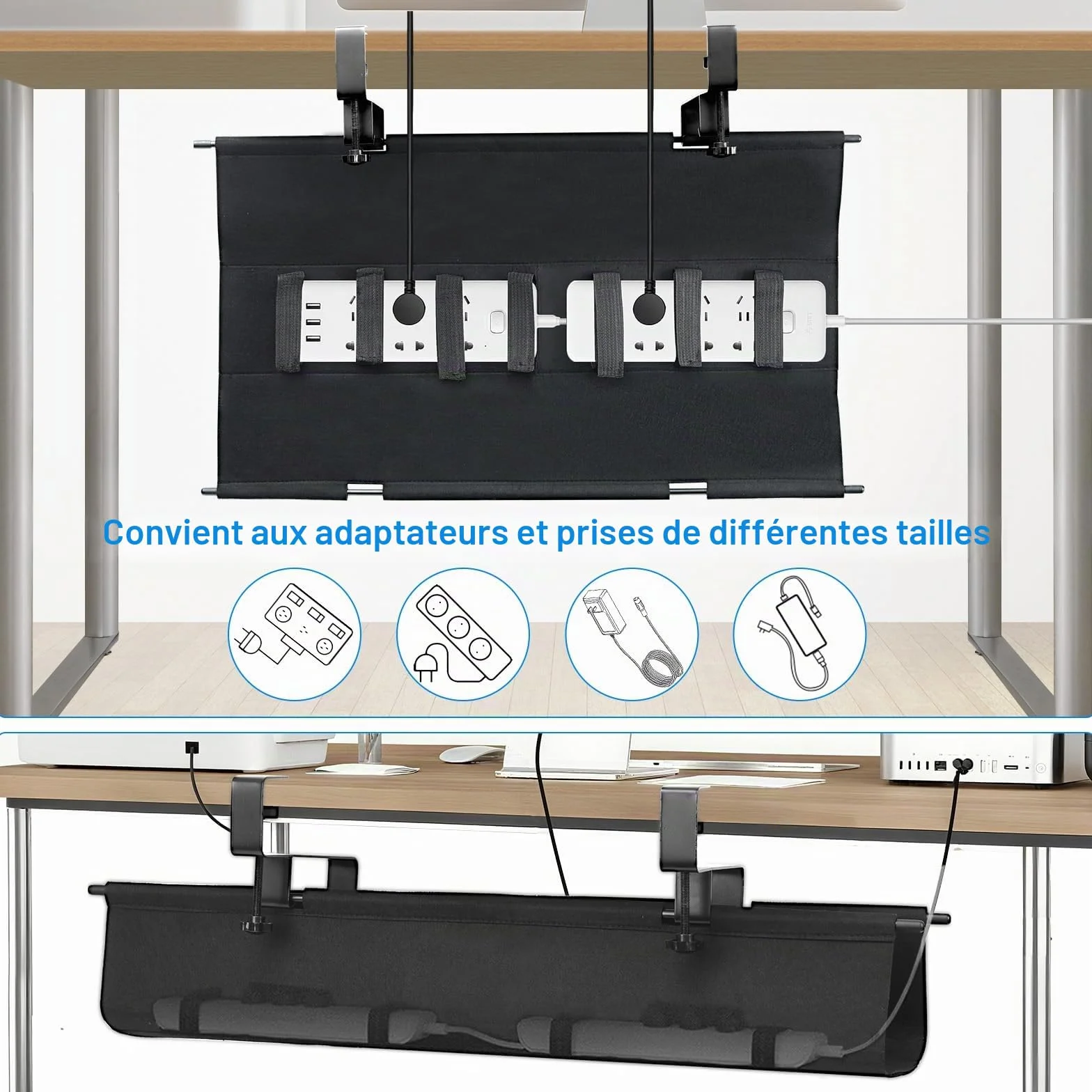 Perçage Gratuit Cable Management Bureau 70cm Table Organiseur Flexible Fixation Imperméable