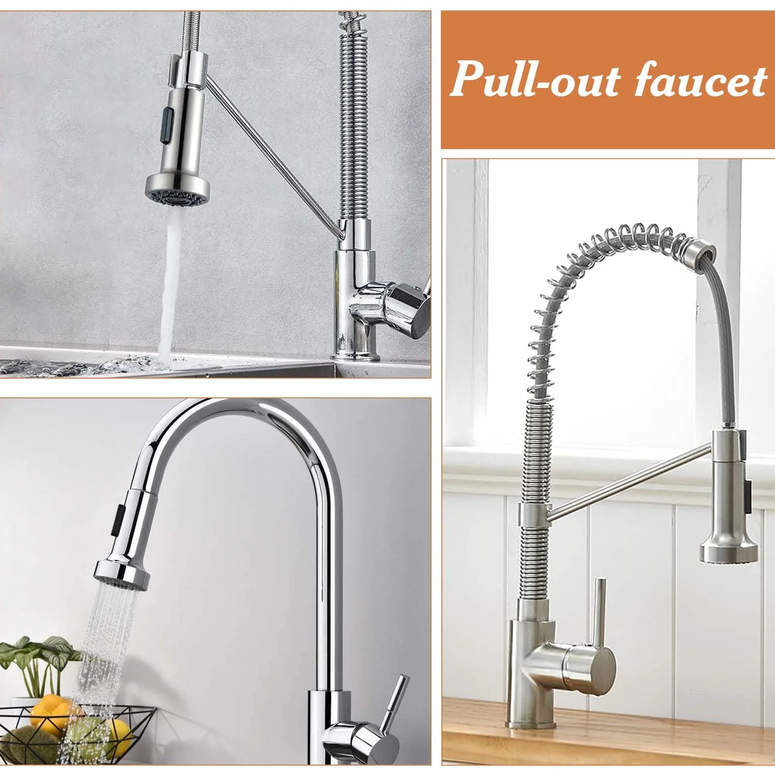 Douchette Evier Cuisine 2 Modes Embout Robinet Rallonge Brise Jet avec Aerateur Extractible Pommeau de Douche Rechange A-Argent