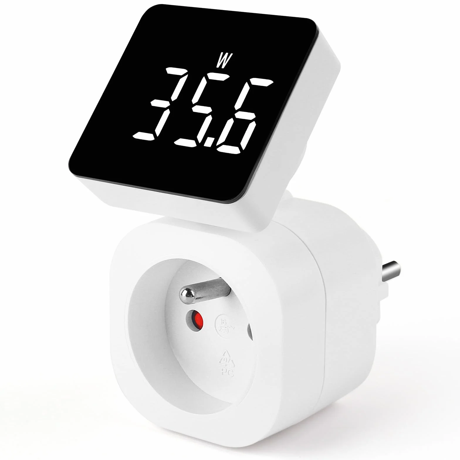 Compteur Électrique Wattmètre Prise avec LCD Rotatif 180°, 6 Modes Mesure kWh, Tension, Courant, Coût