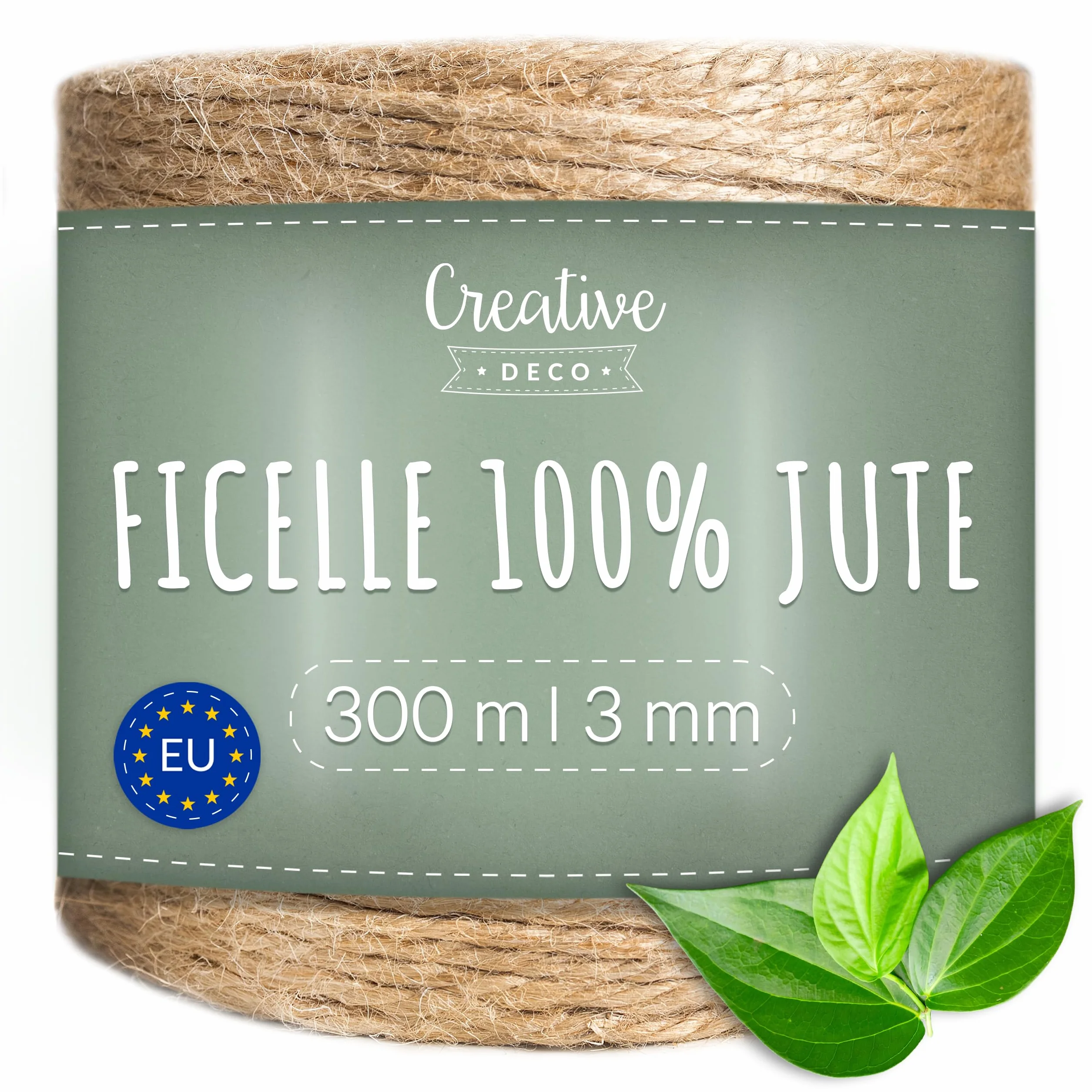 Creative Deco 300m ficelle Jute Épaisseur 3mm | Attache Tomate | Deco Mariage Champêtre | Bricolage | Corde Jute | Cordelette | Naturelle | Ballon