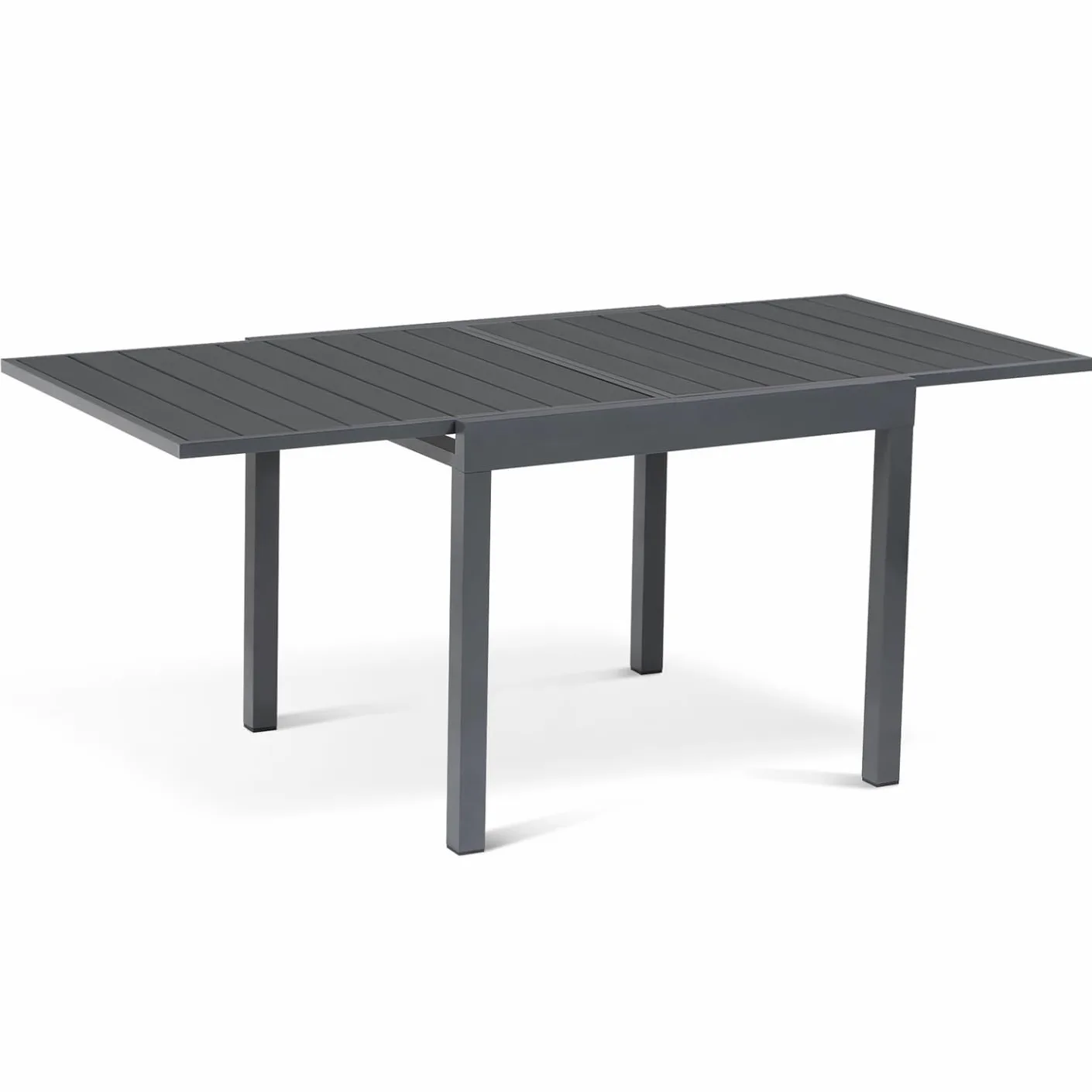 IDMarket - Salon de Jardin Poly Table Extensible 90-180 CM et 8 chaises Gris foncé