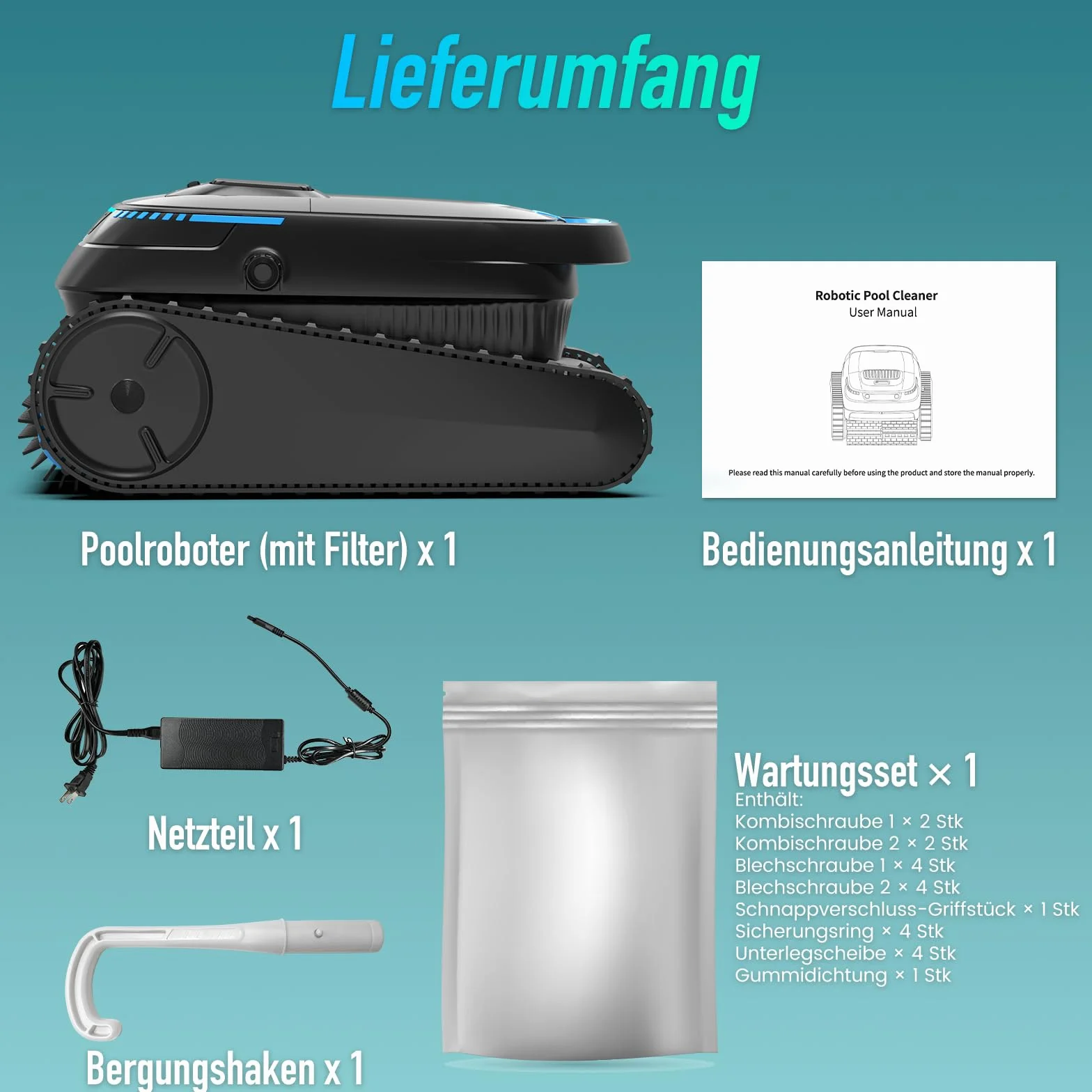 PC10 Robot Piscine sans Fil Sol et Parois, Aspirateur Piscine Batterie 18927 LPH 170 ㎡