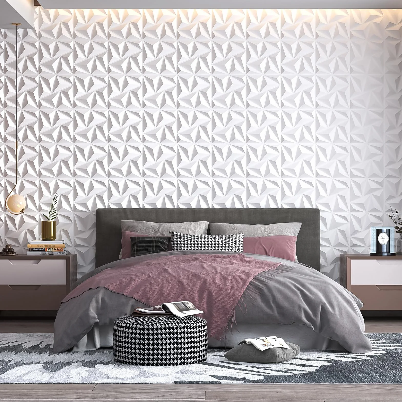 Art3d Lot de 20 panneaux muraux décoratifs 3D PVC 1,8 m² 30 x 30 cm Blanc