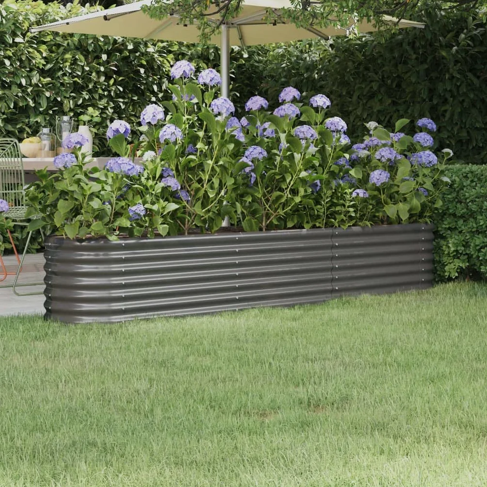 Makastle Jardinière surélevée Ovale Acier 224 x 40 cm pour Jardin Plate-Bande Froide Fond Ouvert