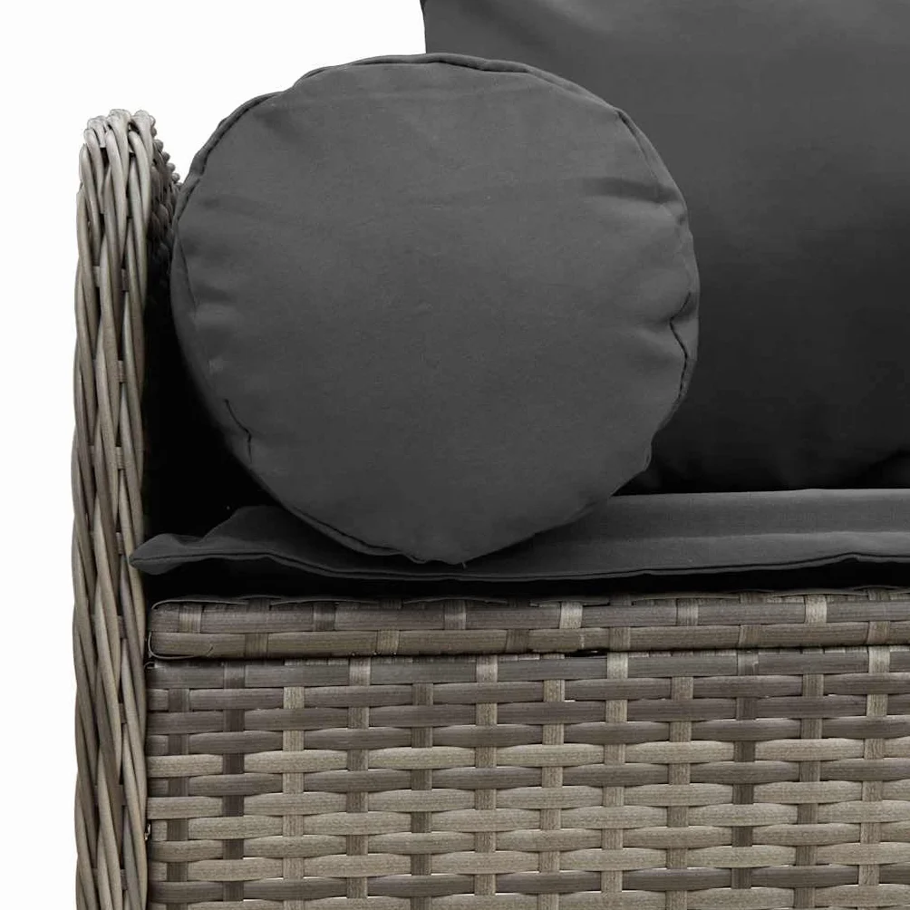 Canapé de jardin avec coussins 3 places gris résine tressée