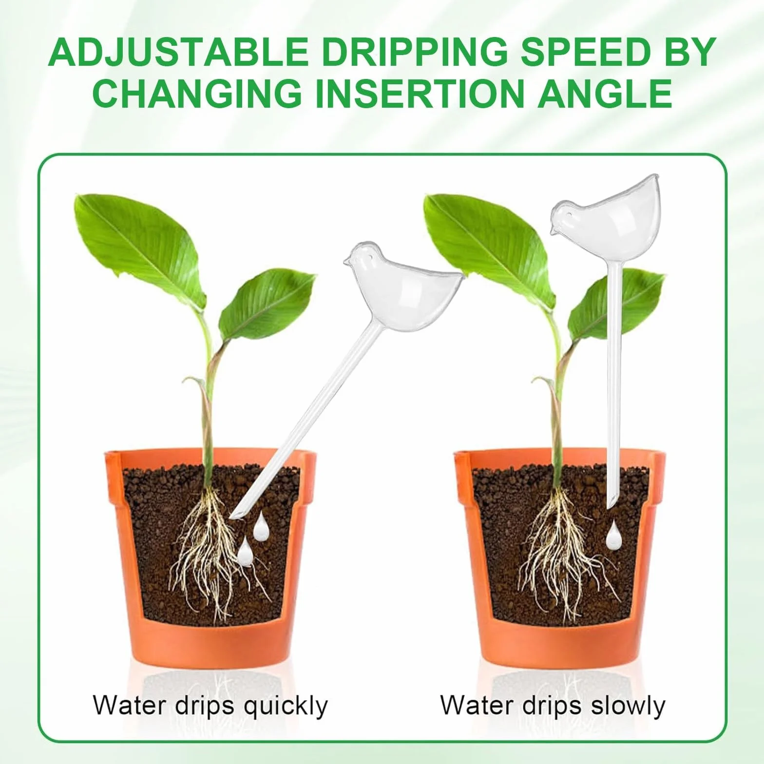 Lot de 8 Goutteurs d'eau pour Plantes, Arroseur pour plantes en forme d'oiseau transparent, Globes d'arrosage automatique en plastique, Ampoules à arrosage automatique pour jardin intérieur extérieur
