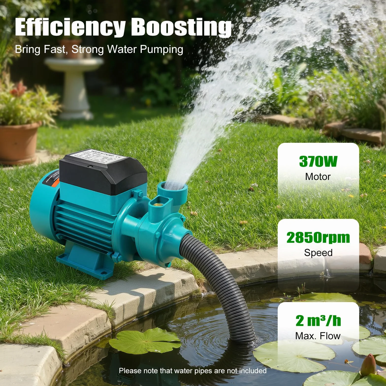 Pompe de jardin 370 W 220 V haute pression 2000 l/h 38 m pompe électrique