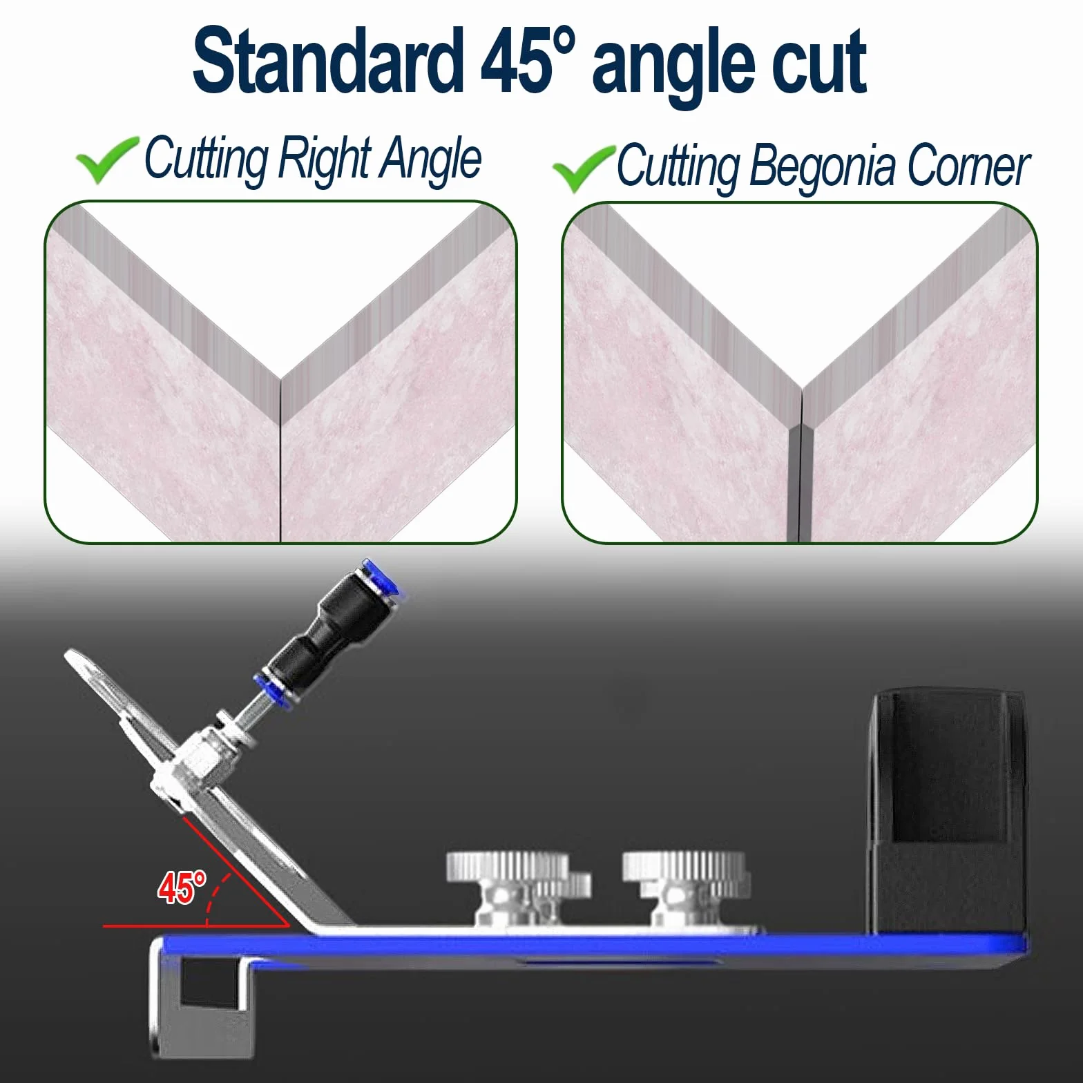 Support pour Meuleuse d'Angle 45° avec Tapis Antidérapant, Réglable pour Meuleuses Type 100, Outil pour Chanfreinage de Carrelage, Céramique et Pierre
