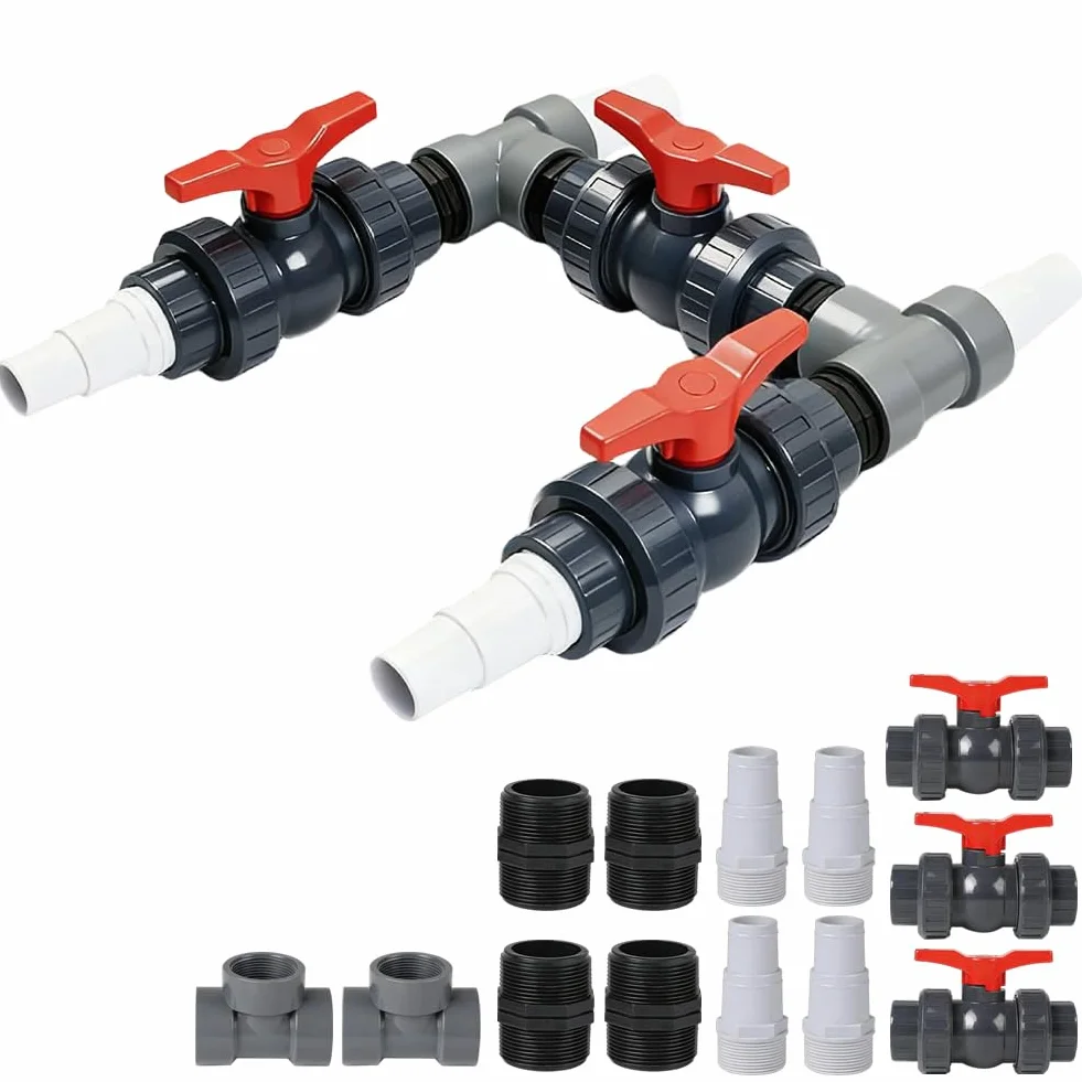 FARYODI Kit de dérivation pour piscine 50 mm, raccord de pompe à chaleur, pompe à chaleur avec tuyaux de 32 mm et 38 mm, chauffage de piscine pour une installation optimale