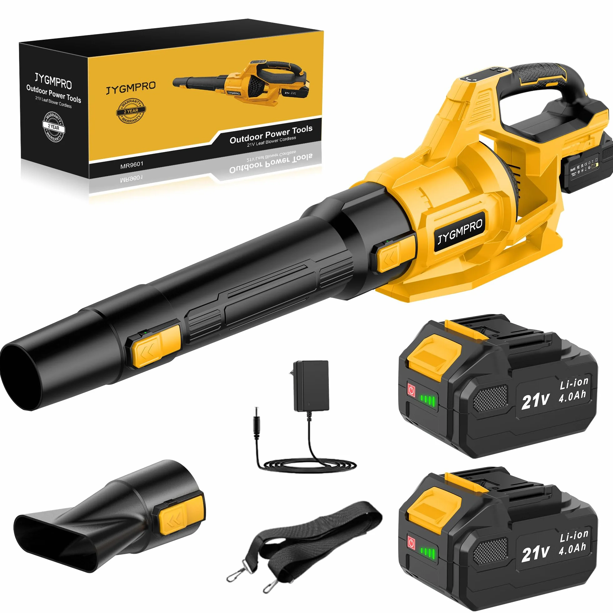 Souffleur de Feuilles sans Fil 21V, 2 Batteries 4,0Ah, 3 Vitesses