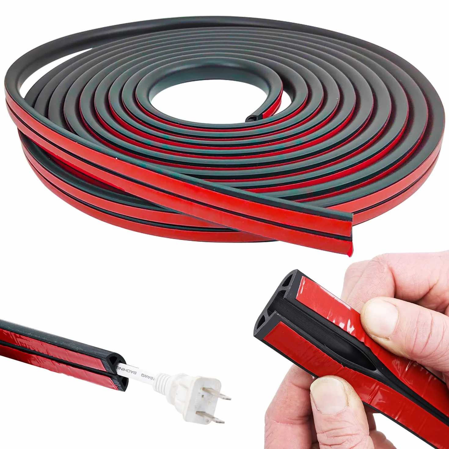 Passage de Câble au Sol 6M Auto-Adhésif 20x10mm PVC Goulotte Protecteur de Câbles Plancher 8mm