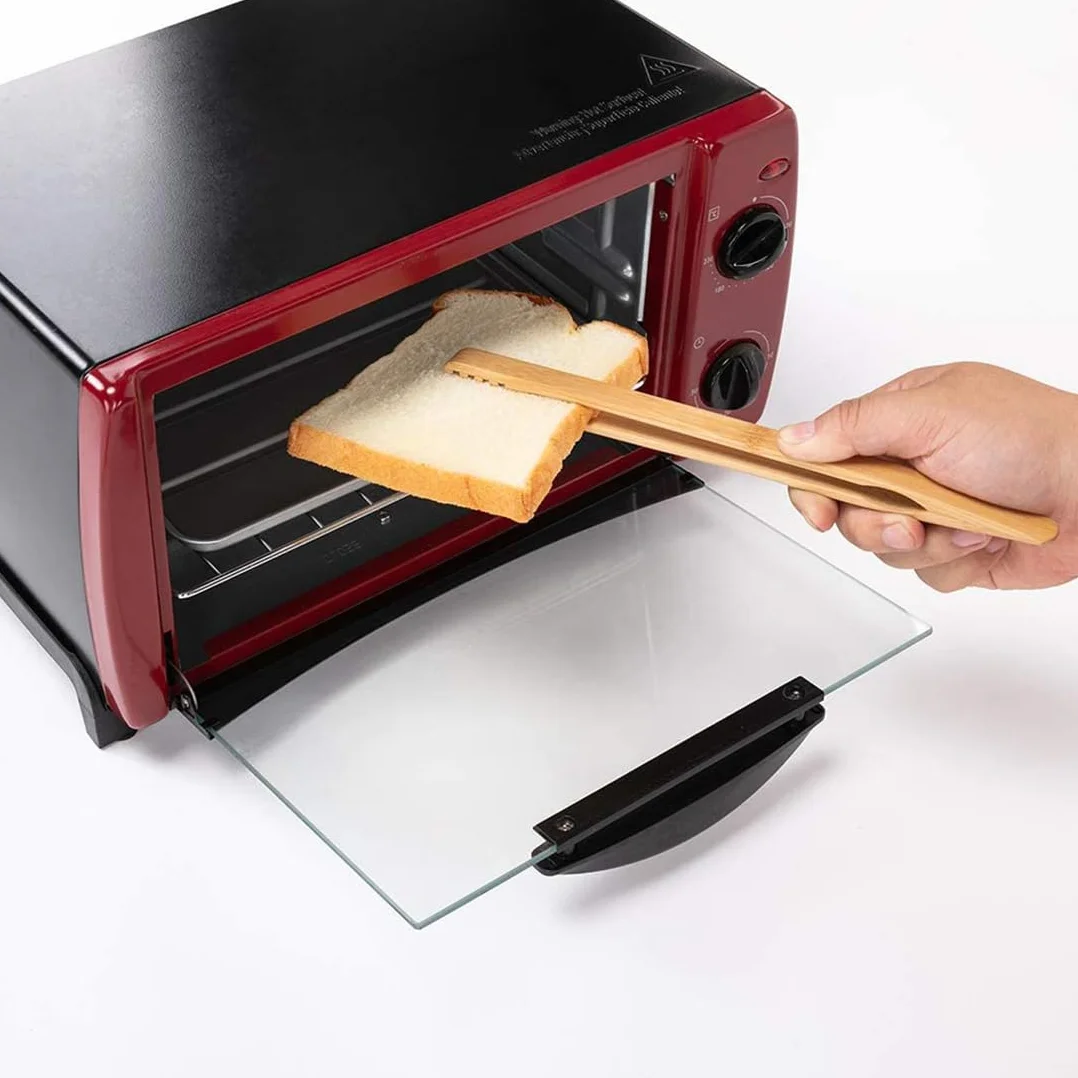 2 Pièces Pince à barbecue en bois de hêtre non traité collée，Pinces à toast classiques réutilisables en bambou，Pince de cuisson en bois, idéale pour grille-pain, fruits, pain et cornichons，30cm