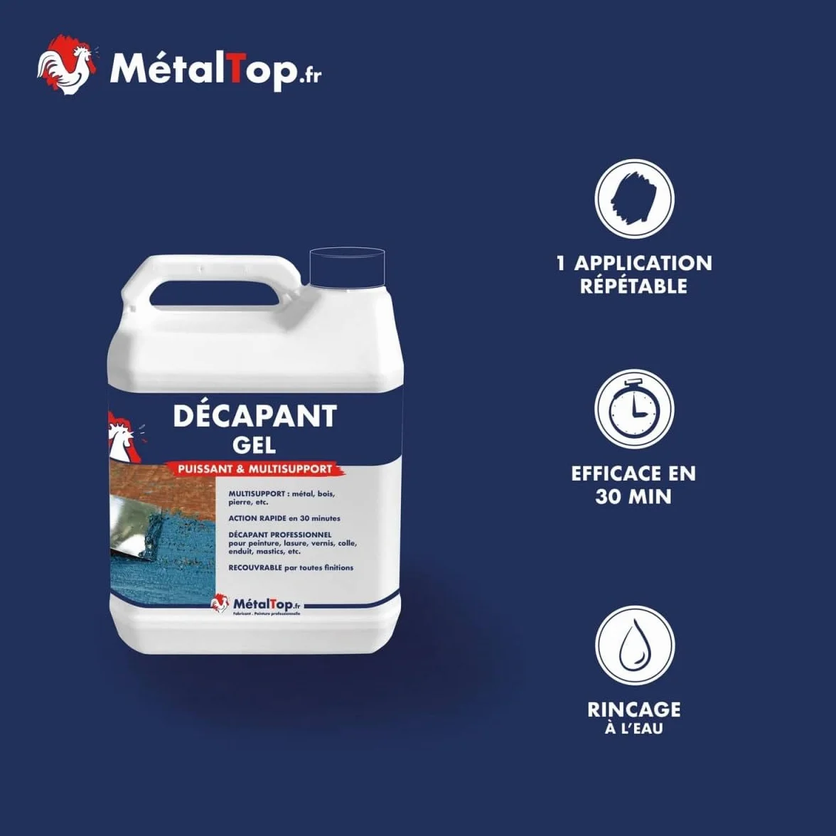 Metaltop Decapant Gel 1 L Enlève peinture vernis colle cire