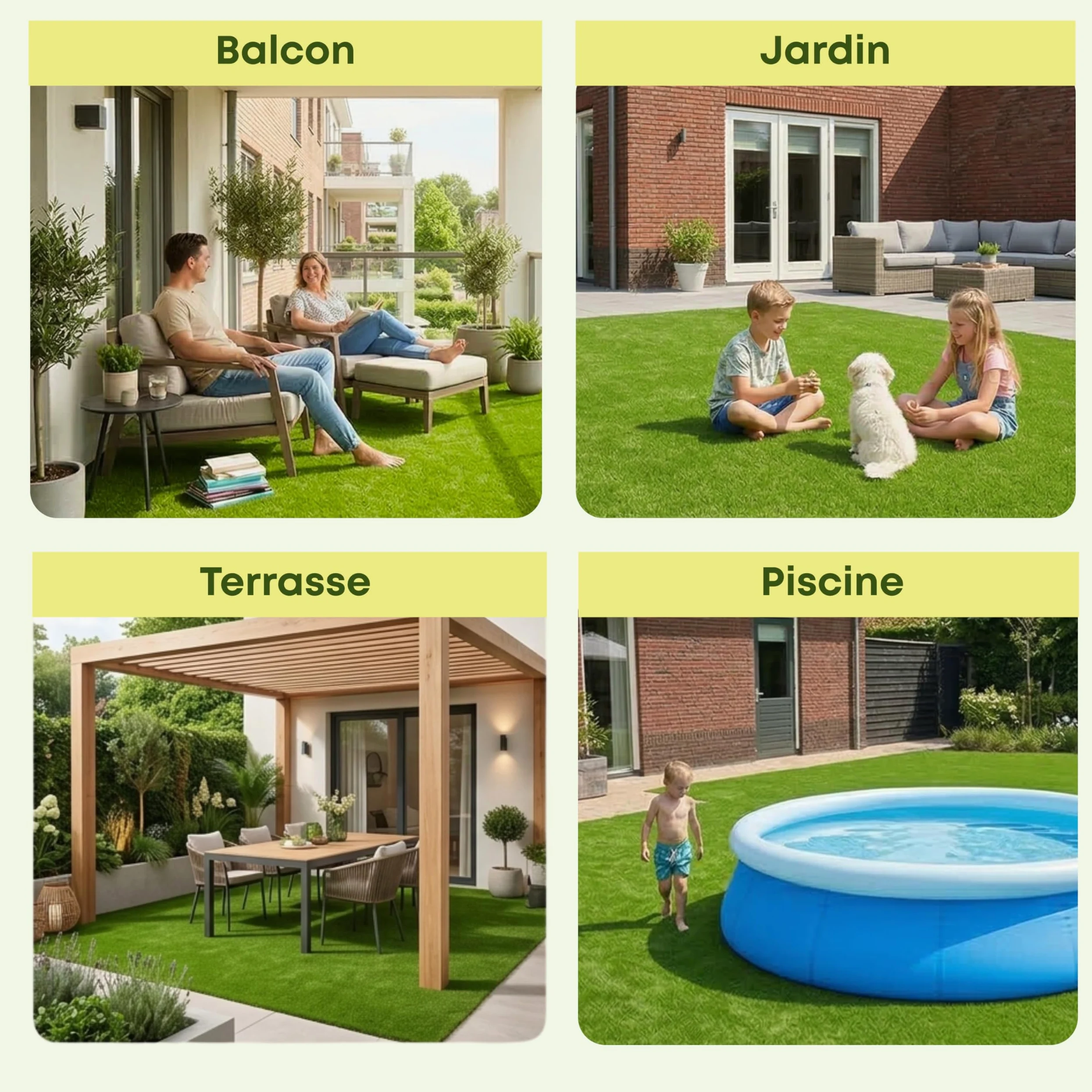 Gazon Synthétique 20 mm - 200 x 300 cm (6 m²) - pour Balcon, Terrasse, Jardin - Effet Naturel - Haute Densité de 18.000 Fils/m² - Résistant UV - Fond Drainant - Adapté aux Animaux - Vert