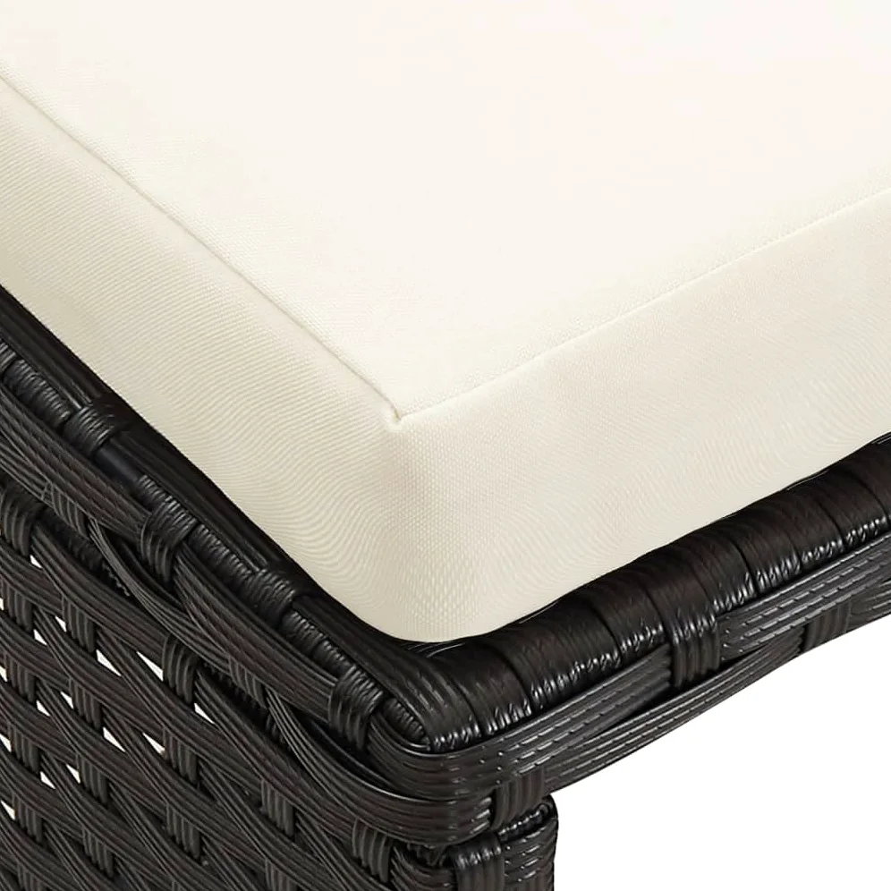 Tabourets de jardin avec coussins lot de 4 noir résine tressée