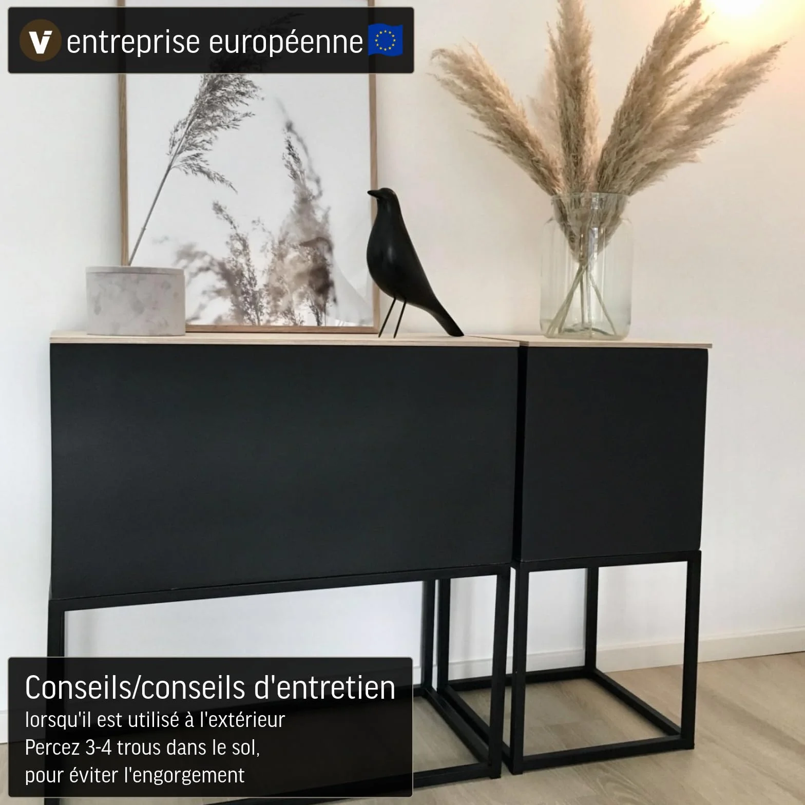 VIVANNO Jardinière Support Block Up Anthracite Noir 80x40x40