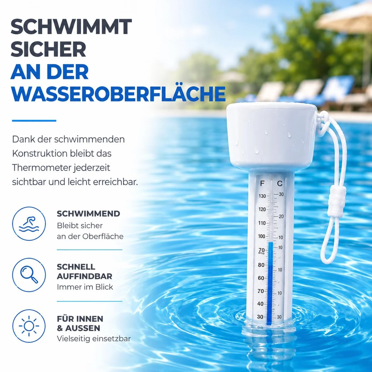 Thermomètre flottant pour piscine - Mesure précise