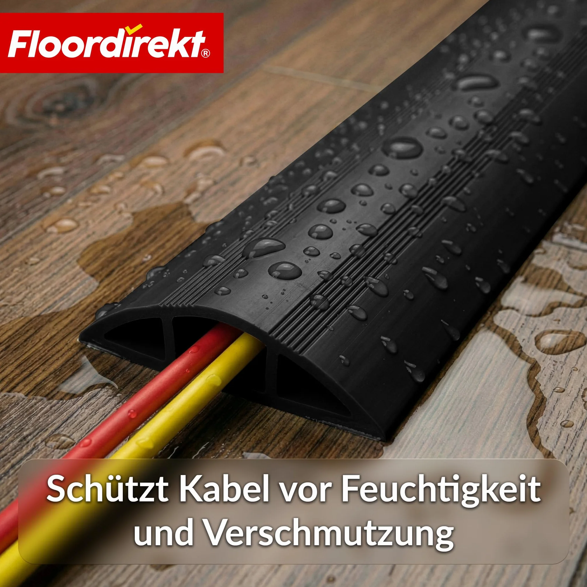 Floordirekt Cable Guard Gaine de protection anti-trébuchement pour sol 1,8 m protection 2 câbles Noir