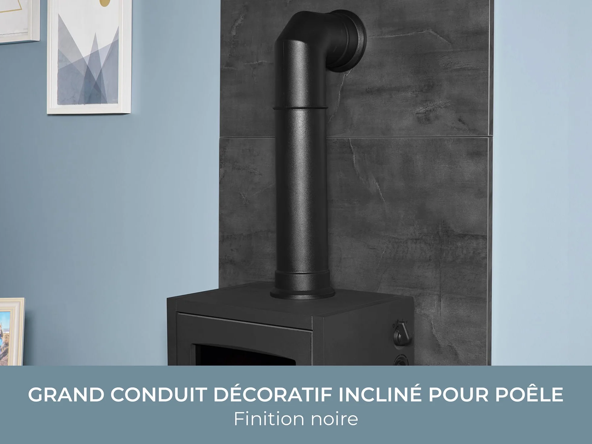Adam Grand Tuyau de poêle décoratif coudé Noir