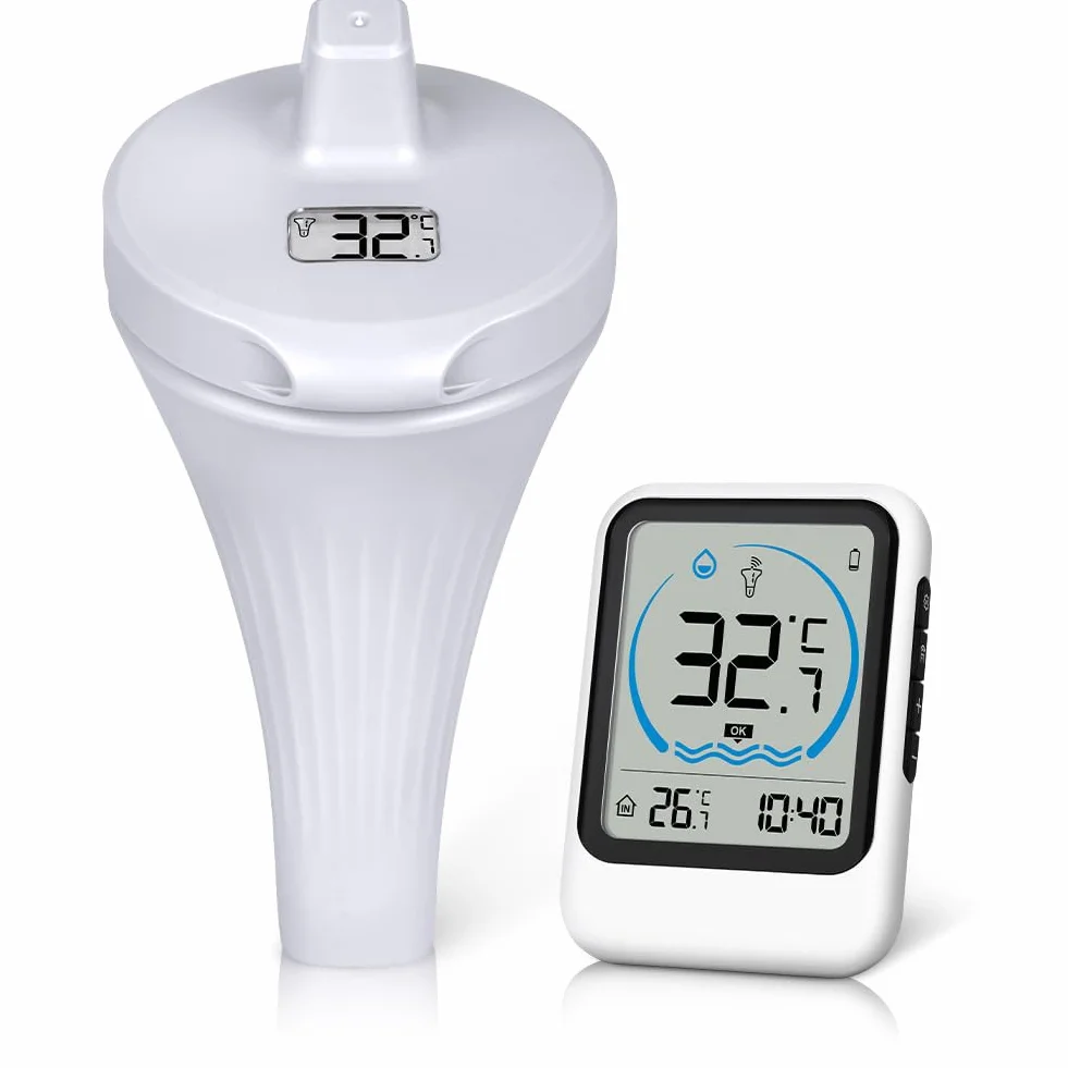 OFFCUP Thermomètre Piscine Flottant Sans Fil IP67 Étanche Numérique Intérieur Extérieur