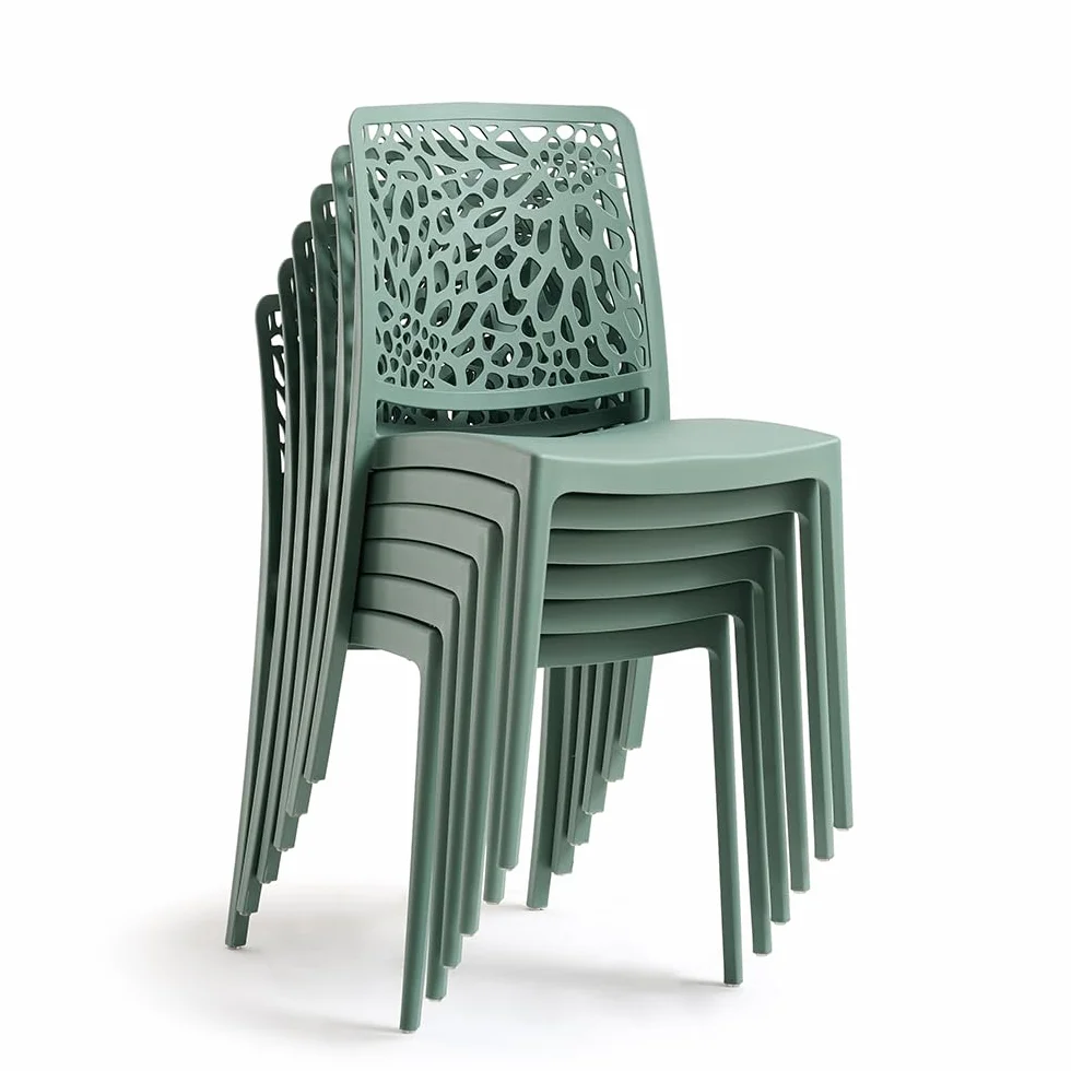 SIEDITI FUORI E DENTRO Chaises de Jardin en polypropylène avec Fibre de Verre, chaises empilables pour extérieur ou intérieur, Design Moderne et Naturel - Sole (6 chaises, Vert Sauge)