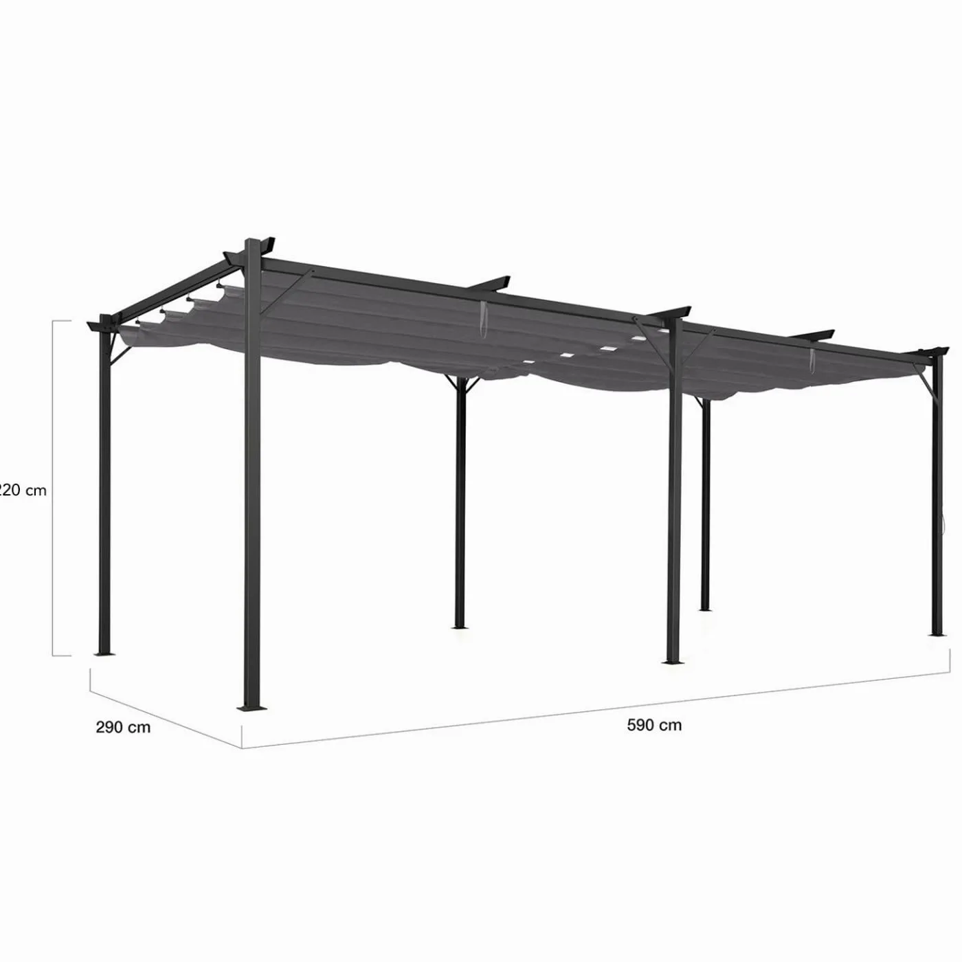 IDMarket - Pergola Toit rétractable 6 Pieds 3x6 M tonnelle Gris Anthracite