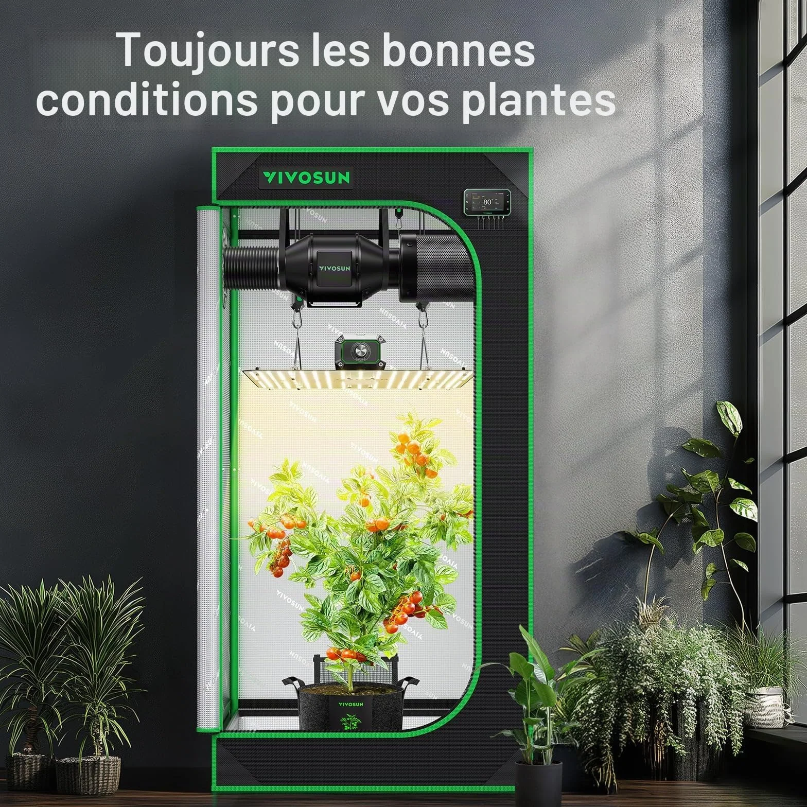 VIVOSUN Kit Complet Tente de Culture 60x60x120cm, Lampe LED Spectre Complet, Ventilation, Contrôleur GrowHub E42A+