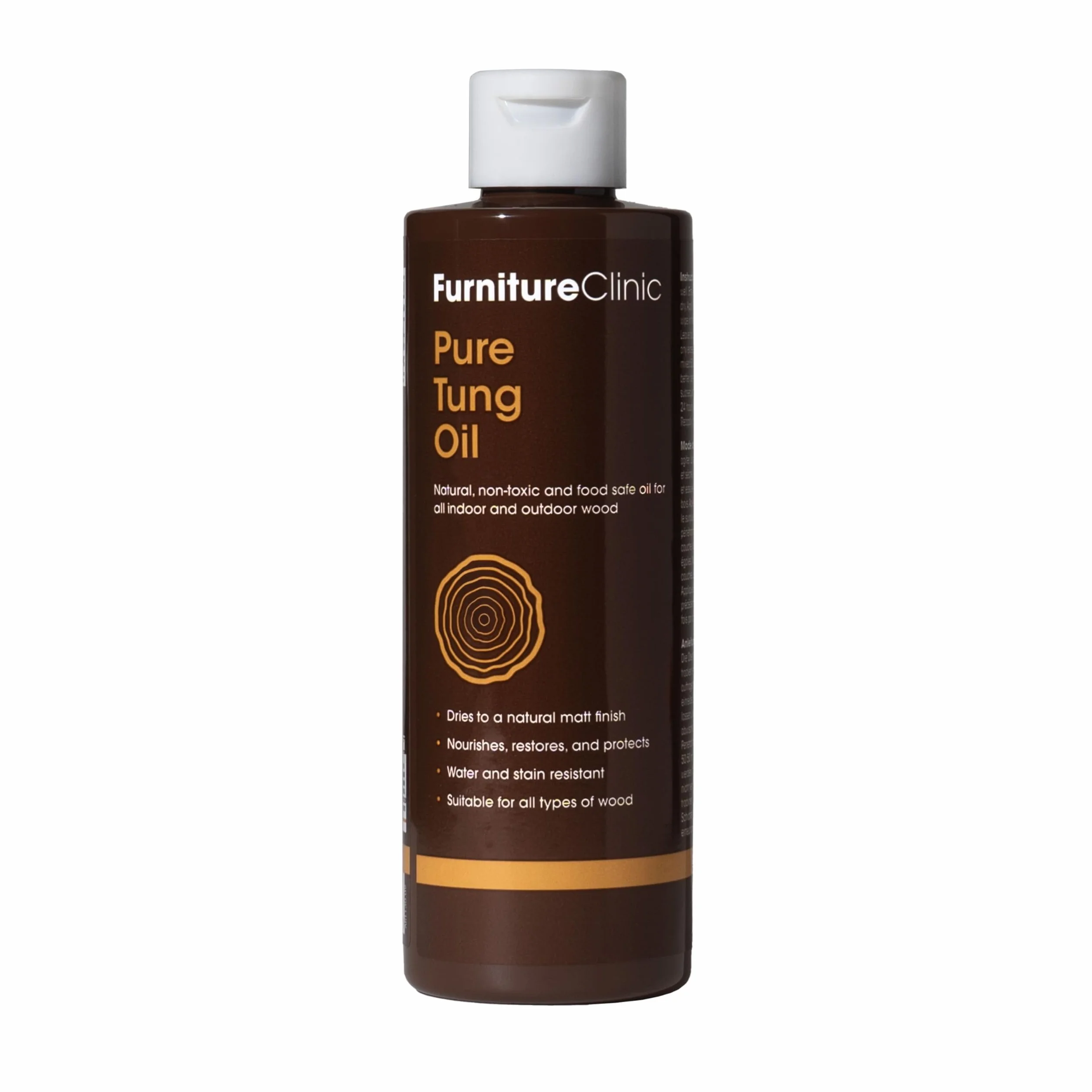 Furniture Clinic Huile de Tung Pure 500ml - Huile Naturelle pour Bois Intérieur Extérieur, Non-Toxique, Finition Mate