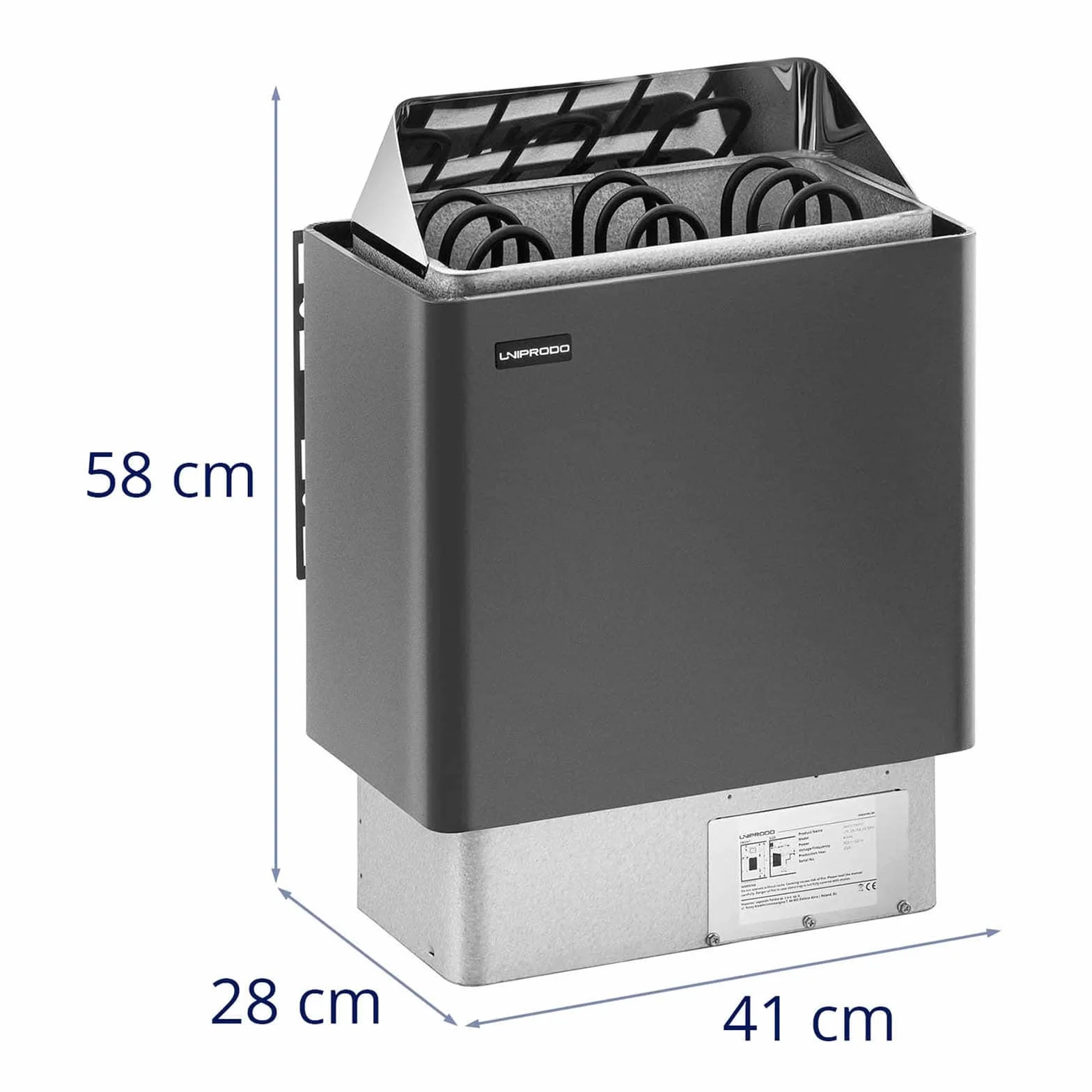 Poêle Radiateur Électrique Sauna Finnois UNI_SAUNA_G4.5KW 4.5kW 30-110°C 15kg Aluminium Zinc