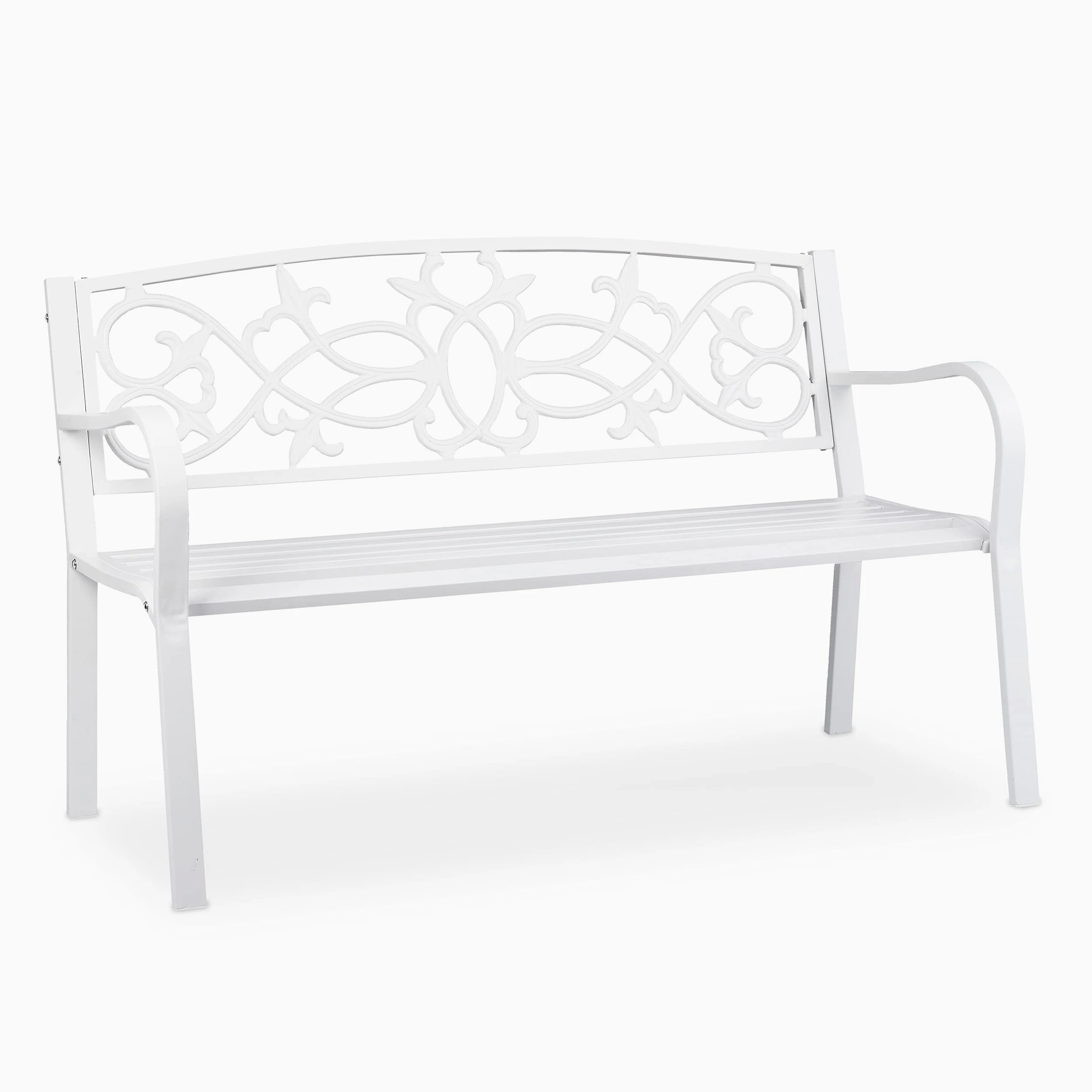 Relaxdays Banc de Jardin, nostalgique, 2 Places, résistant aux intempéries, Fonte et Acier, HLP: 78x124,5x58 cm, Blanc