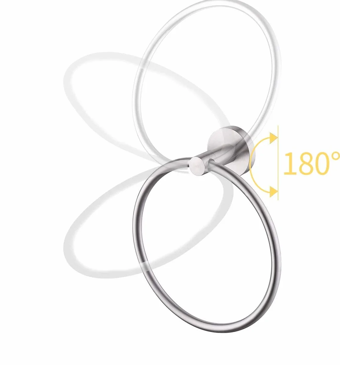 Porte Serviette Acier Inoxydable 16 cm Mural Rond Argent pour Salle de Bains