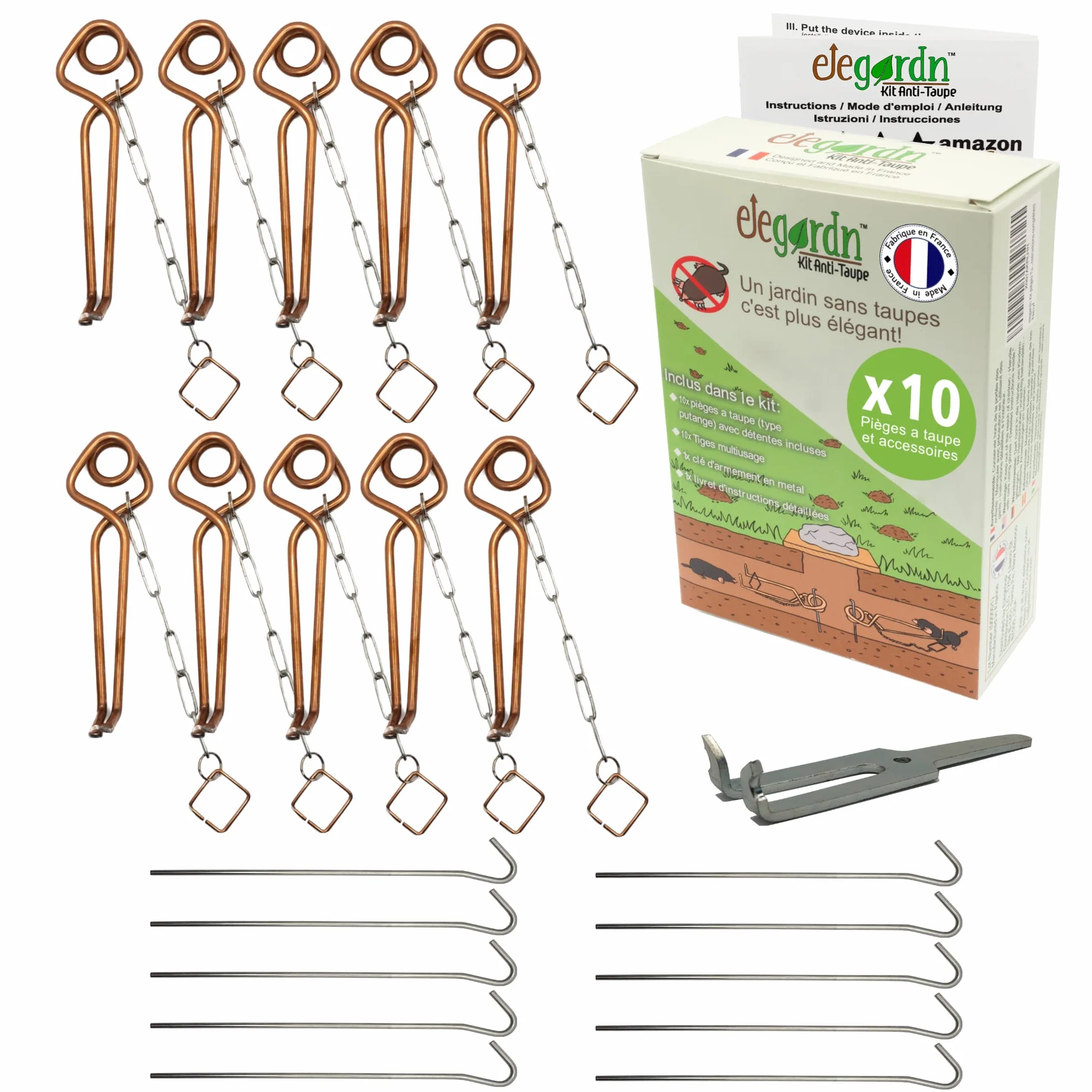 Kit Complet 10 Pièges à Taupe Rats Taupiers Campagnol Type Putange Rigide Fabriqué en France