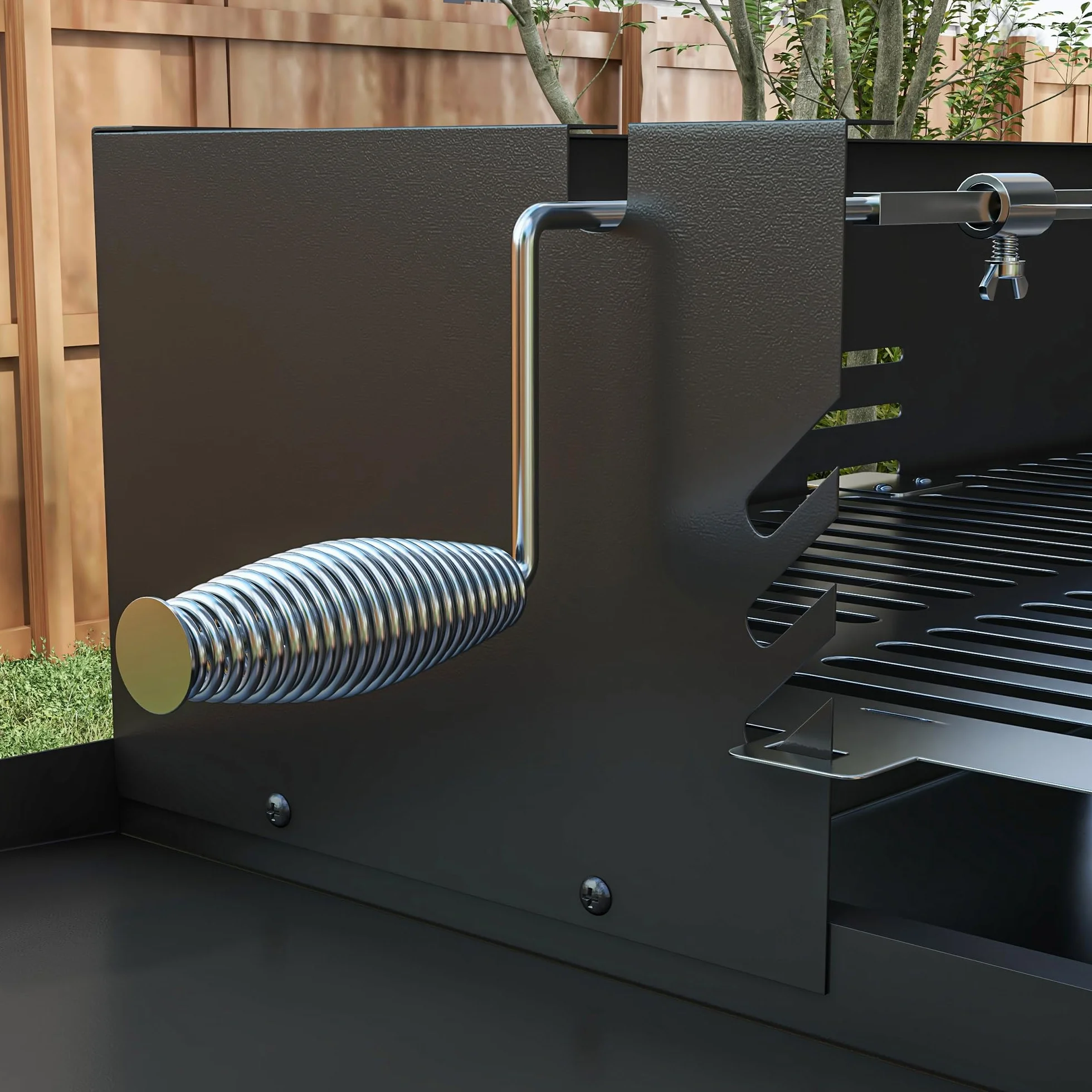 Outsunny Barbecue Charbon de Bois BBQ Grille 3 Niveaux Étagères Latérales Pliables Acier Inoxydable Pare-Vent Amovible 118x32x90 cm Noir