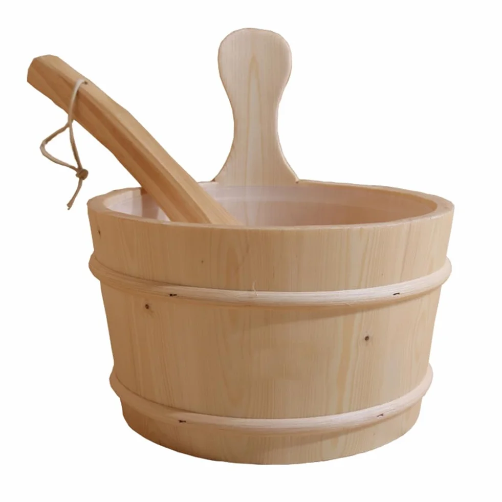 Kit de Sauna en Bois avec Seau et Louche, Accessoire de Sauna Essentiel pour Hammam
