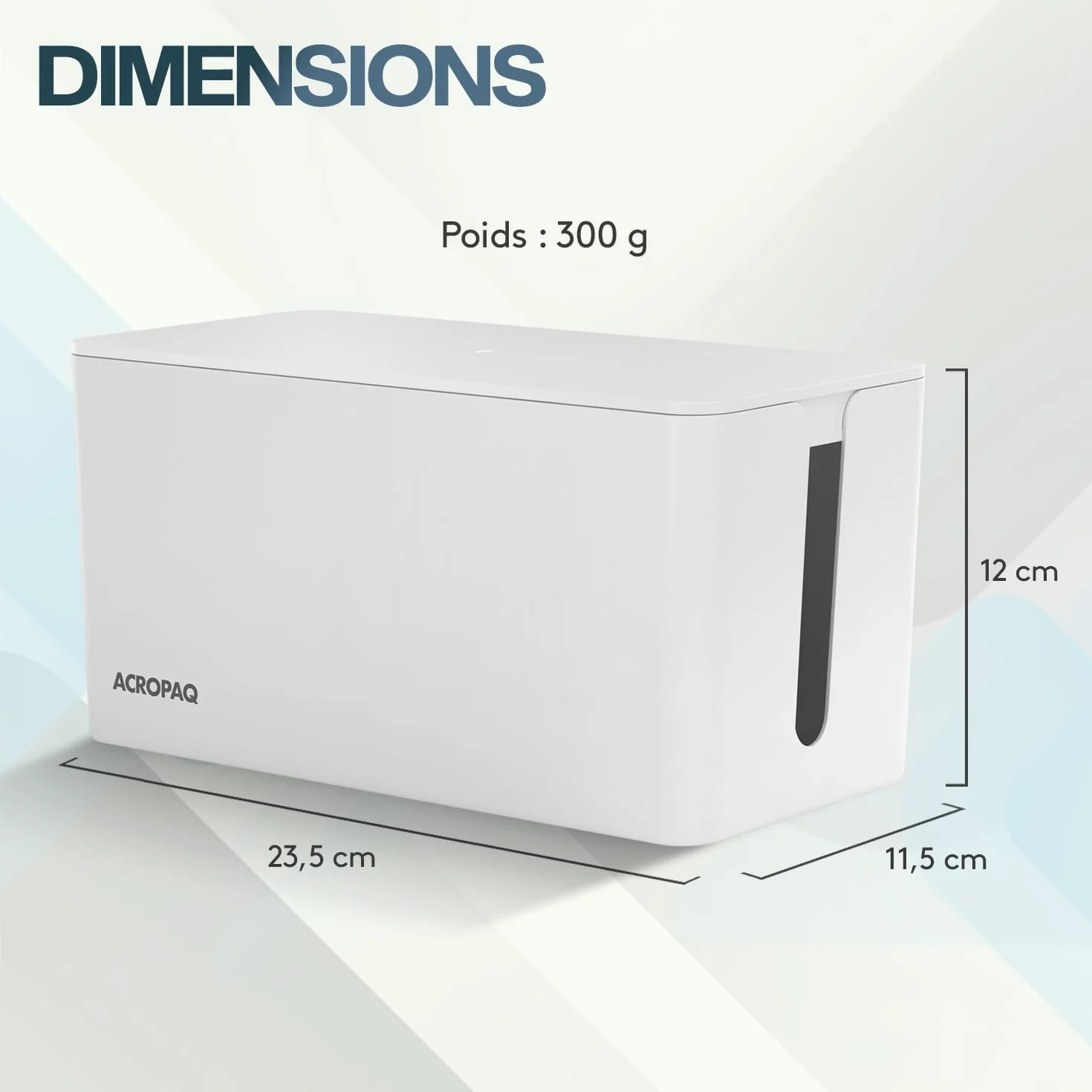 ACROPAQ Boîte Cache Câble Petit 23,5 x 12 x 11,5 cm Blanc Plastique Cache Multiprise