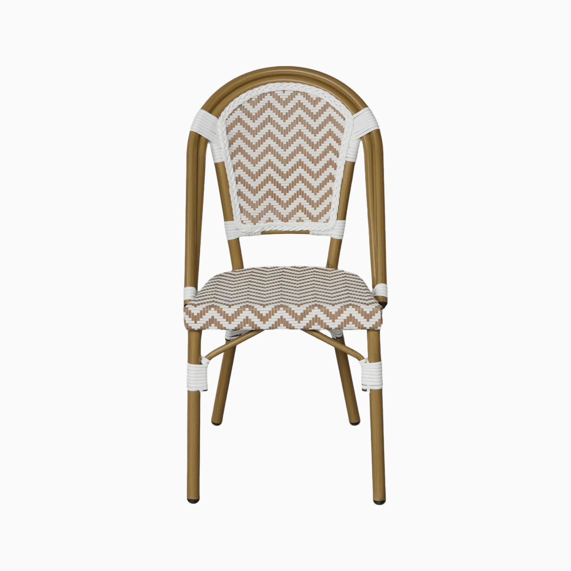 Rebecca Mobili Lot de 2 Chaises de Jardin en Aluminium, Chaises de Repas Extérieur Empilables, Marron et Blanc, Design Classique – Dimensions HxLxP : 85 x 46 x 57 cm – Art. RE7265