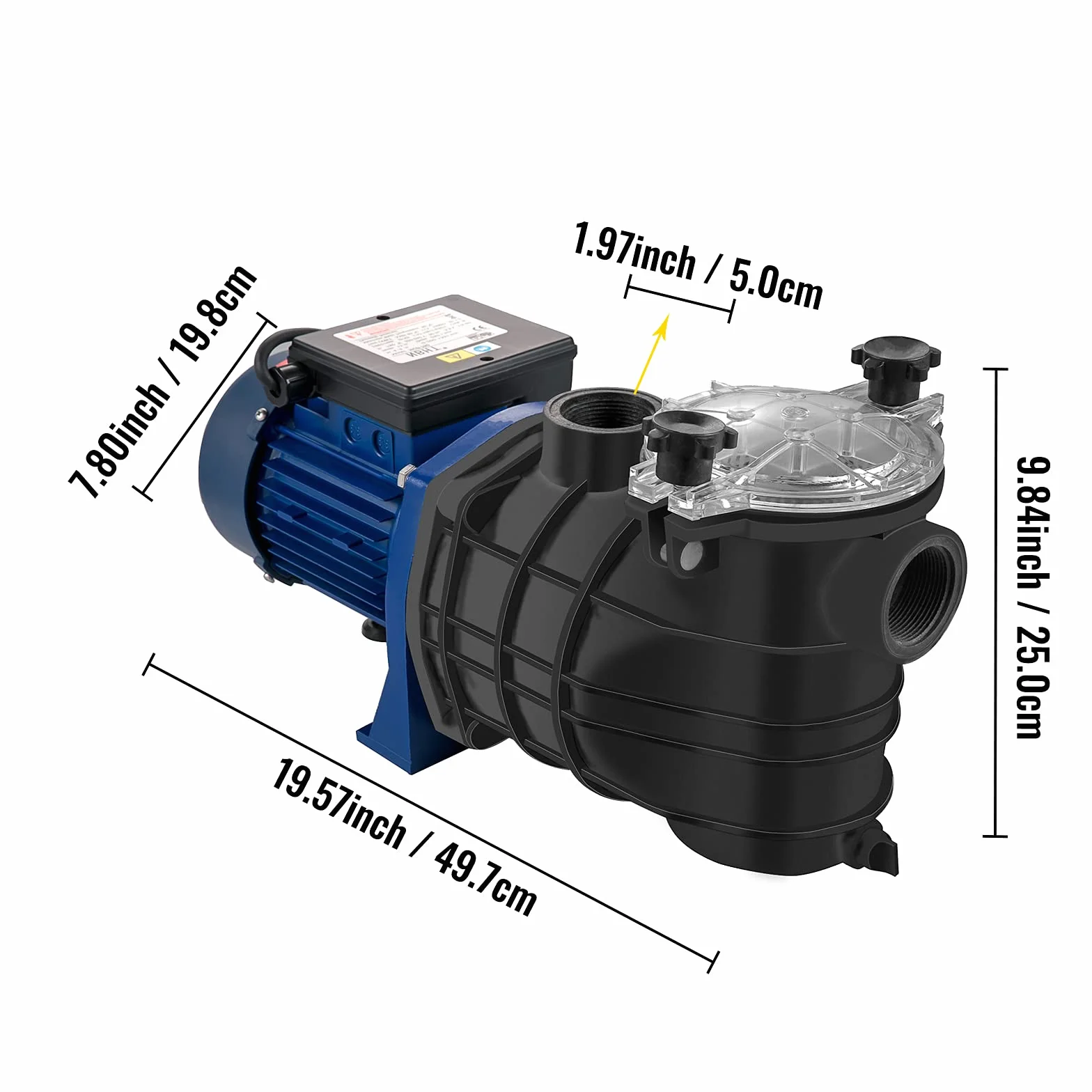 VEVOR Pompe Piscine Filtration 15000 L/h 1 HP Circulation Eau Panier Filtre Amovible 750W