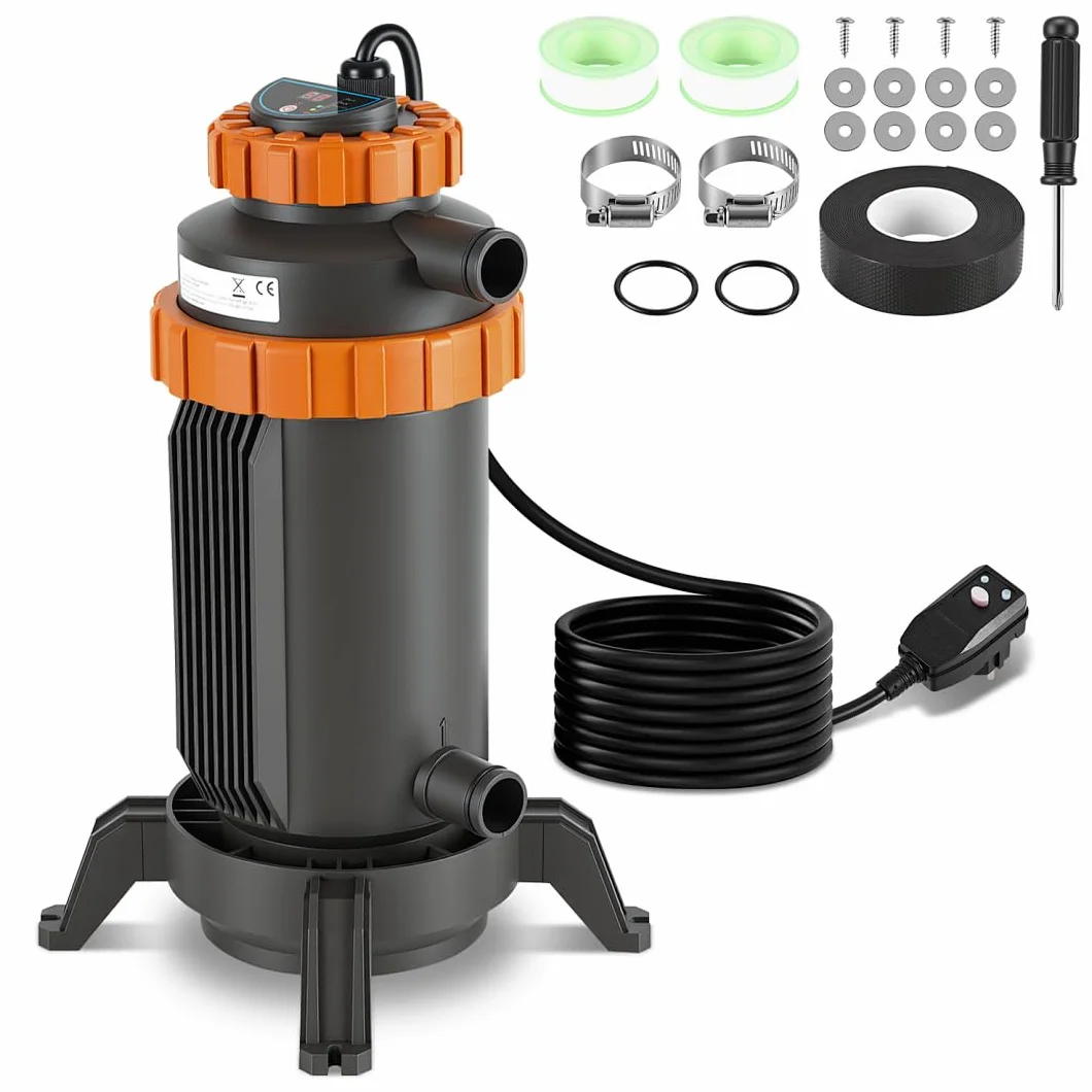 Chauffage électrique piscine Ø 17 x 42 cm interface numérique 32-38 mm protection anti-fuite anti-basculement ignifuge 45 °C